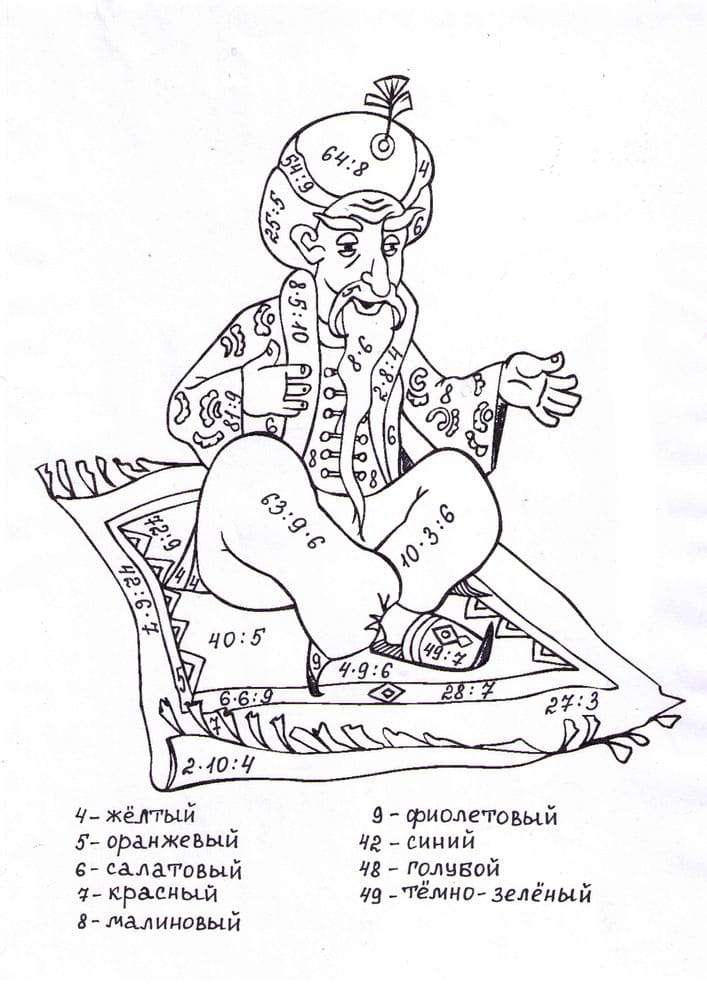 Раскраска Джин даёт непростые примеры ребятам