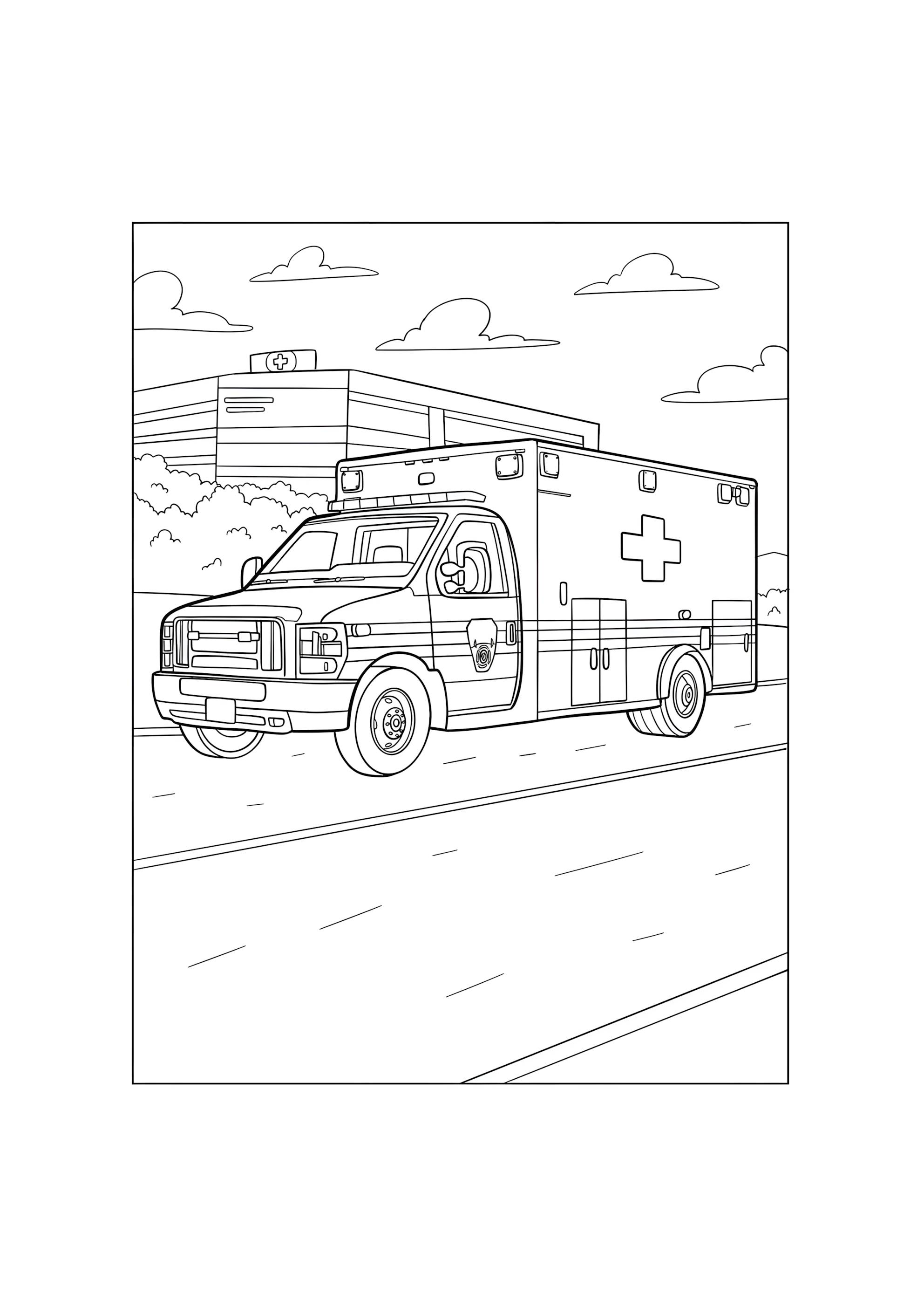Раскраска Фургон скорой помощи