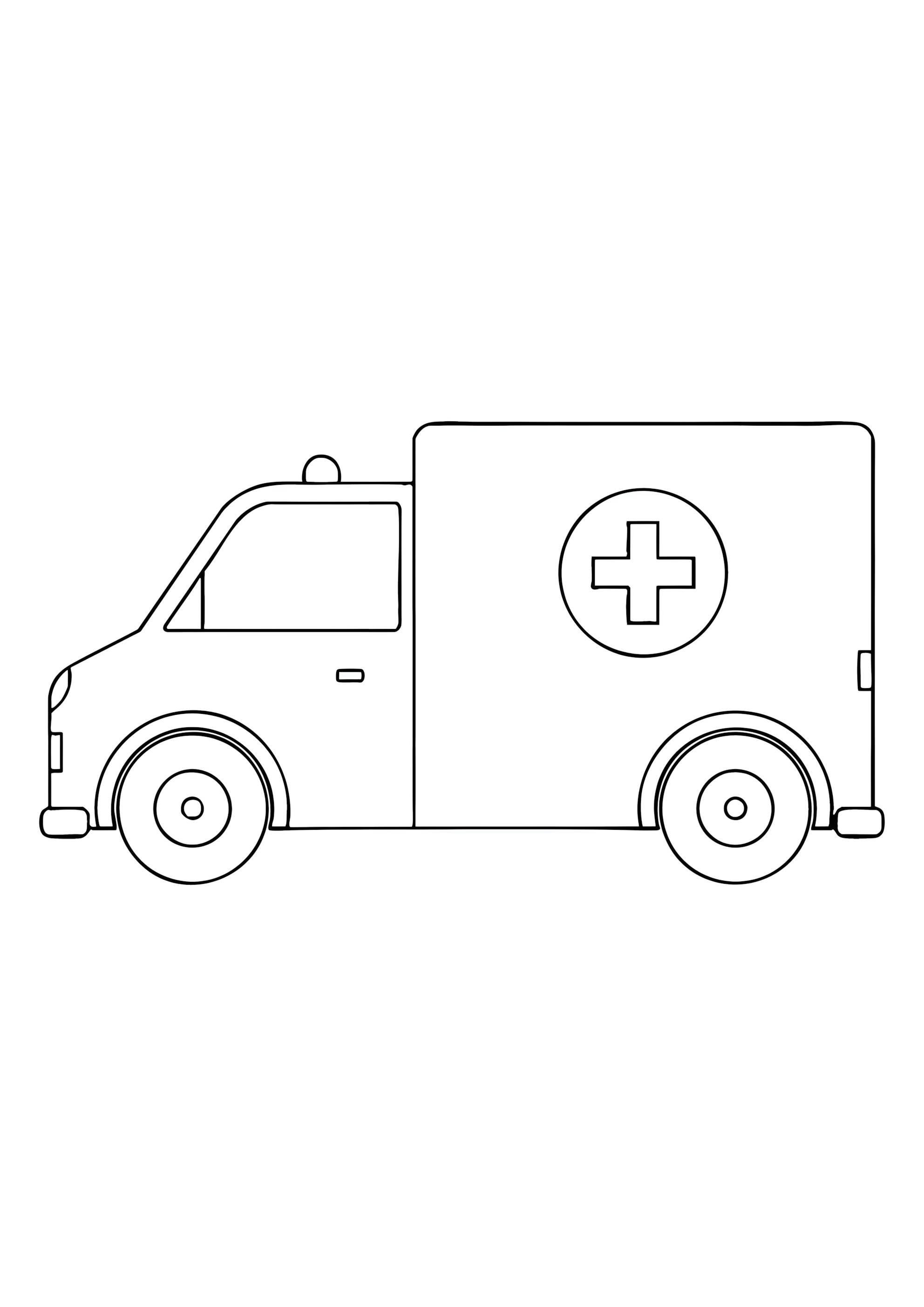 Раскраска Фургончик скорой помощи для малышей