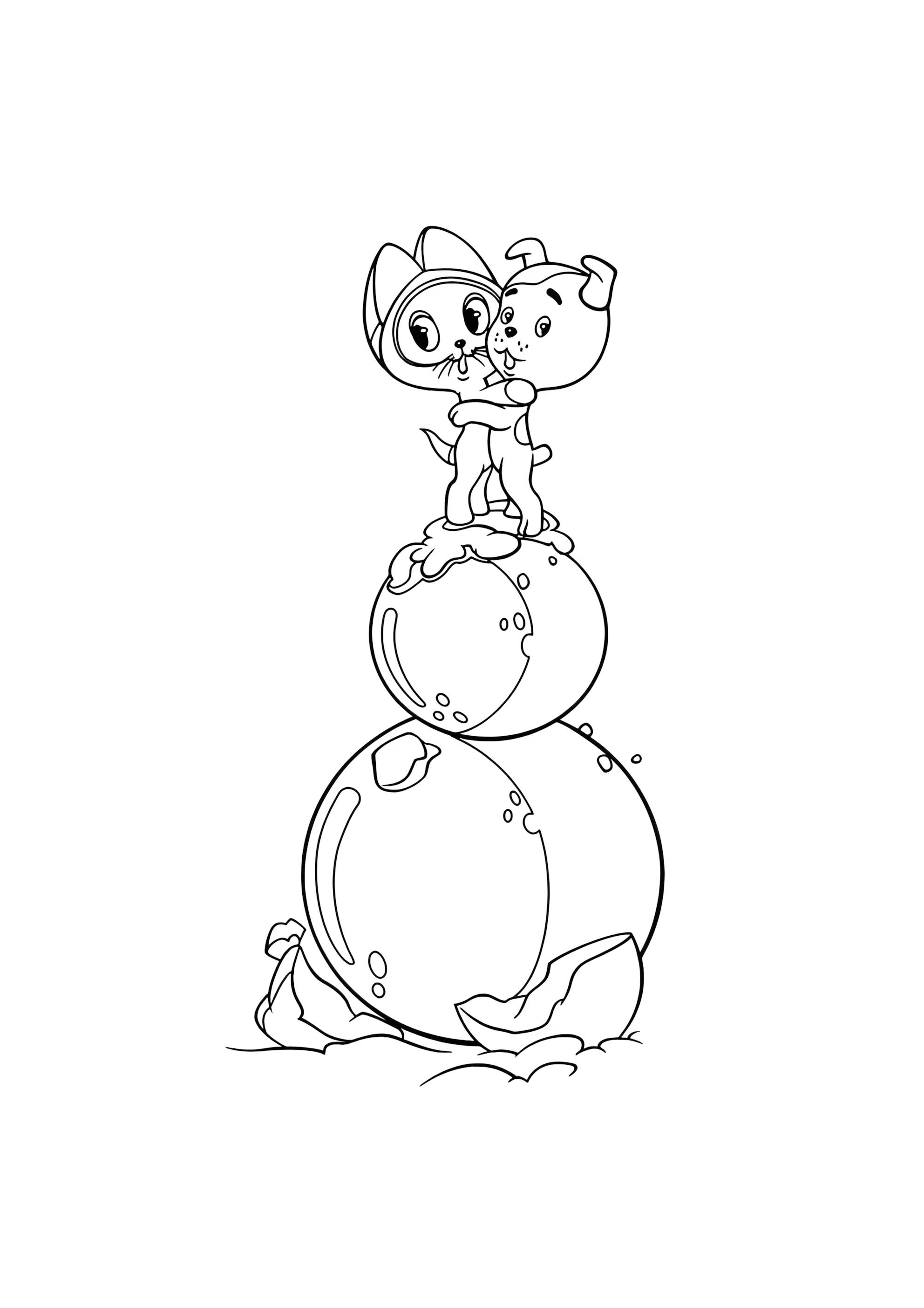 Раскраска Гав и Шарик боятся