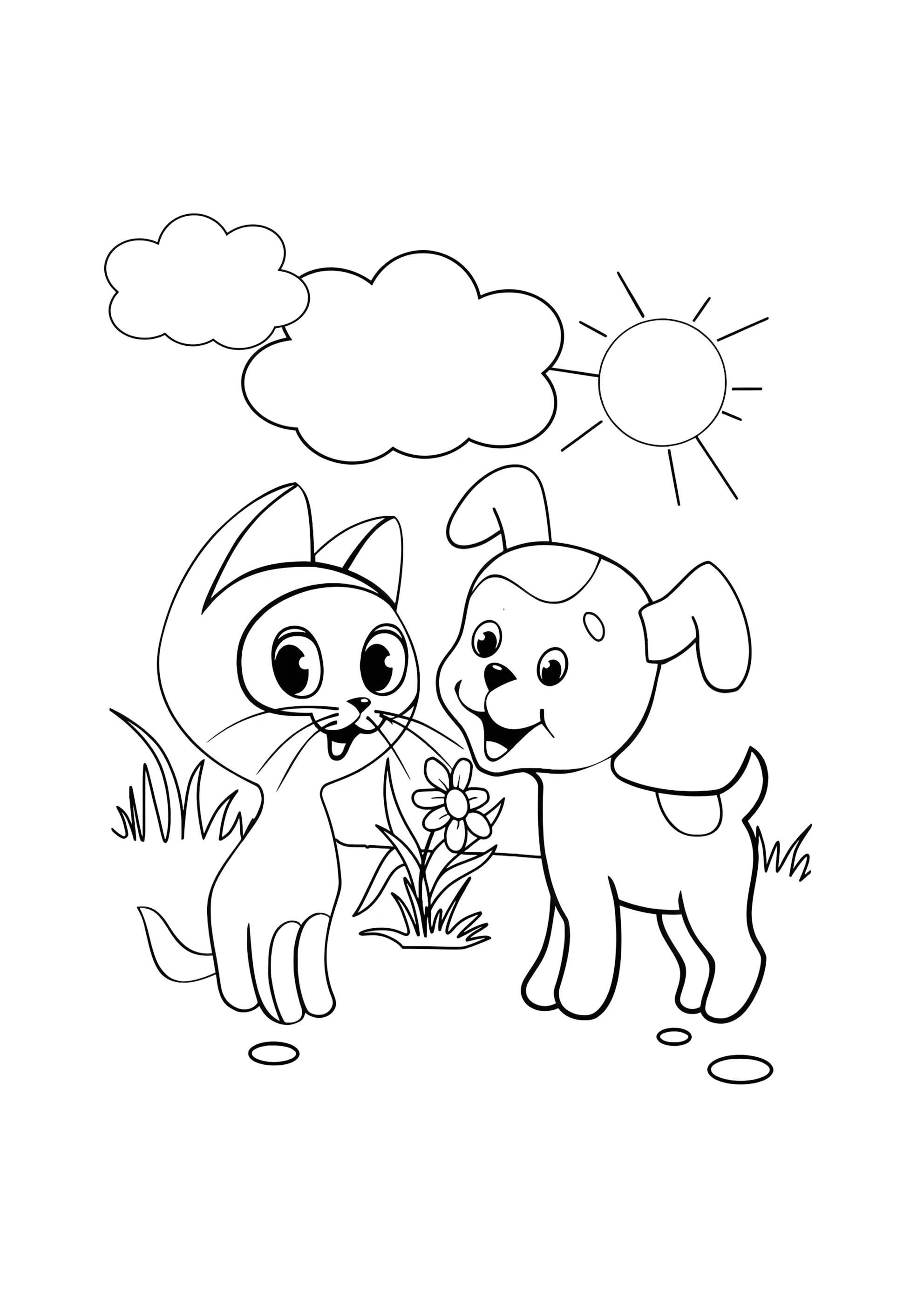 Раскраска Гав и Шарик на улице