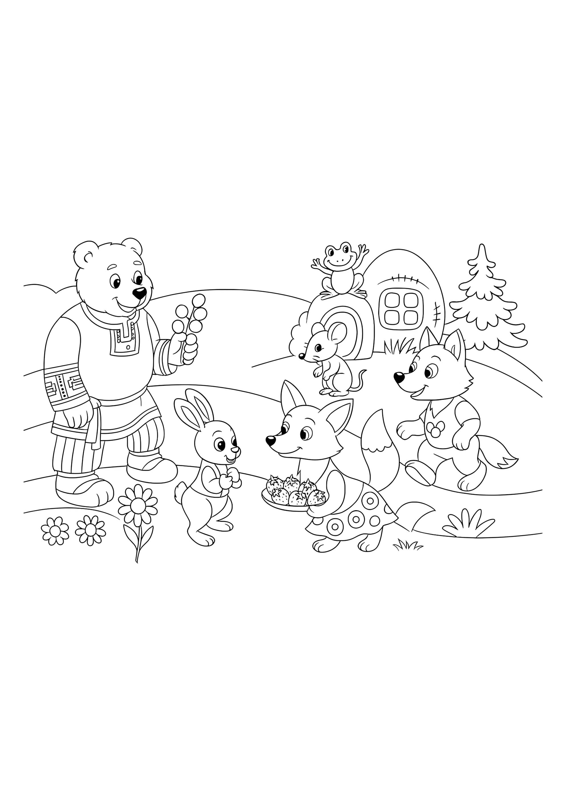 Раскраска Герои скакзи Теремок