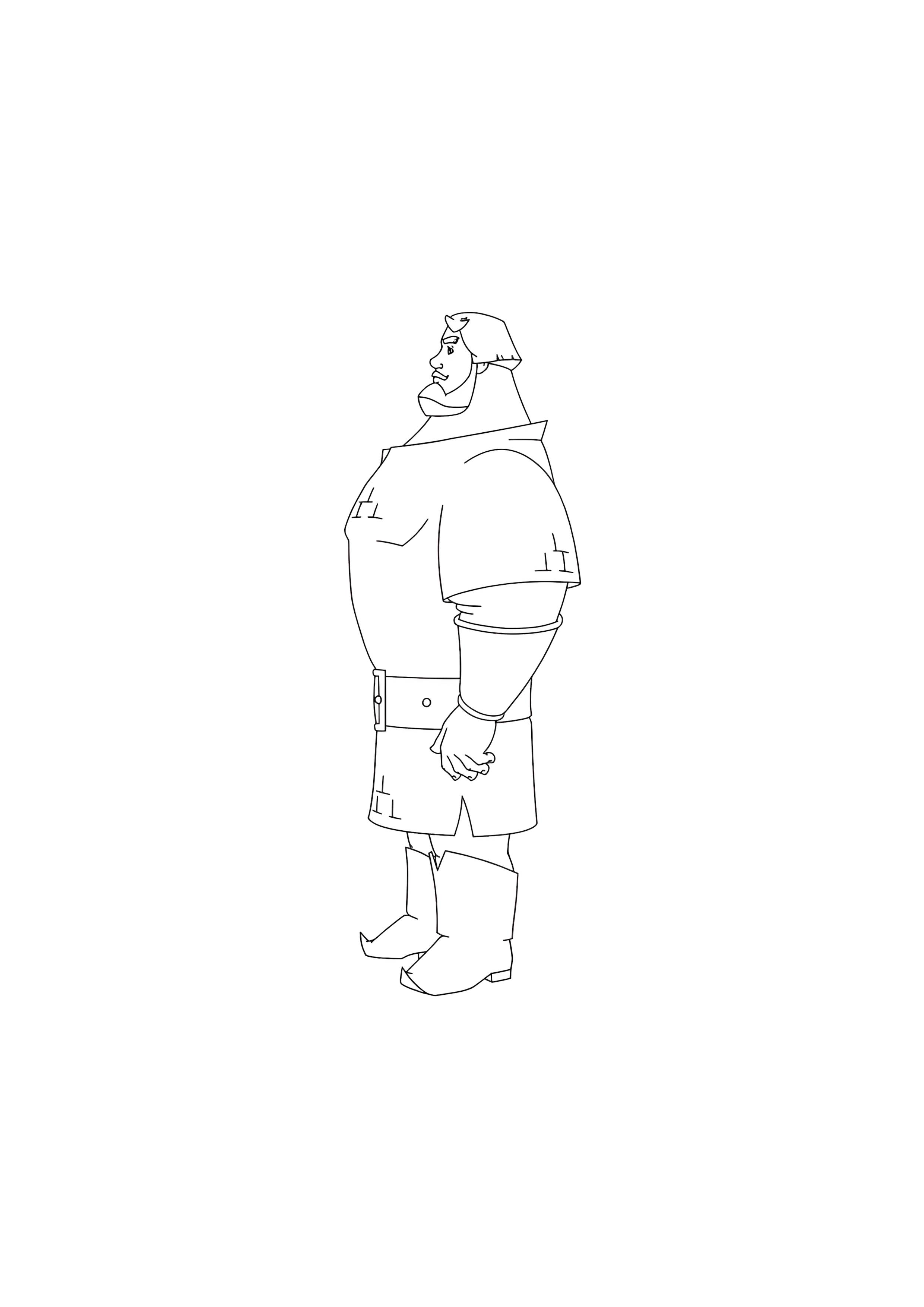 Раскраска Илья Муромец вид сбоку