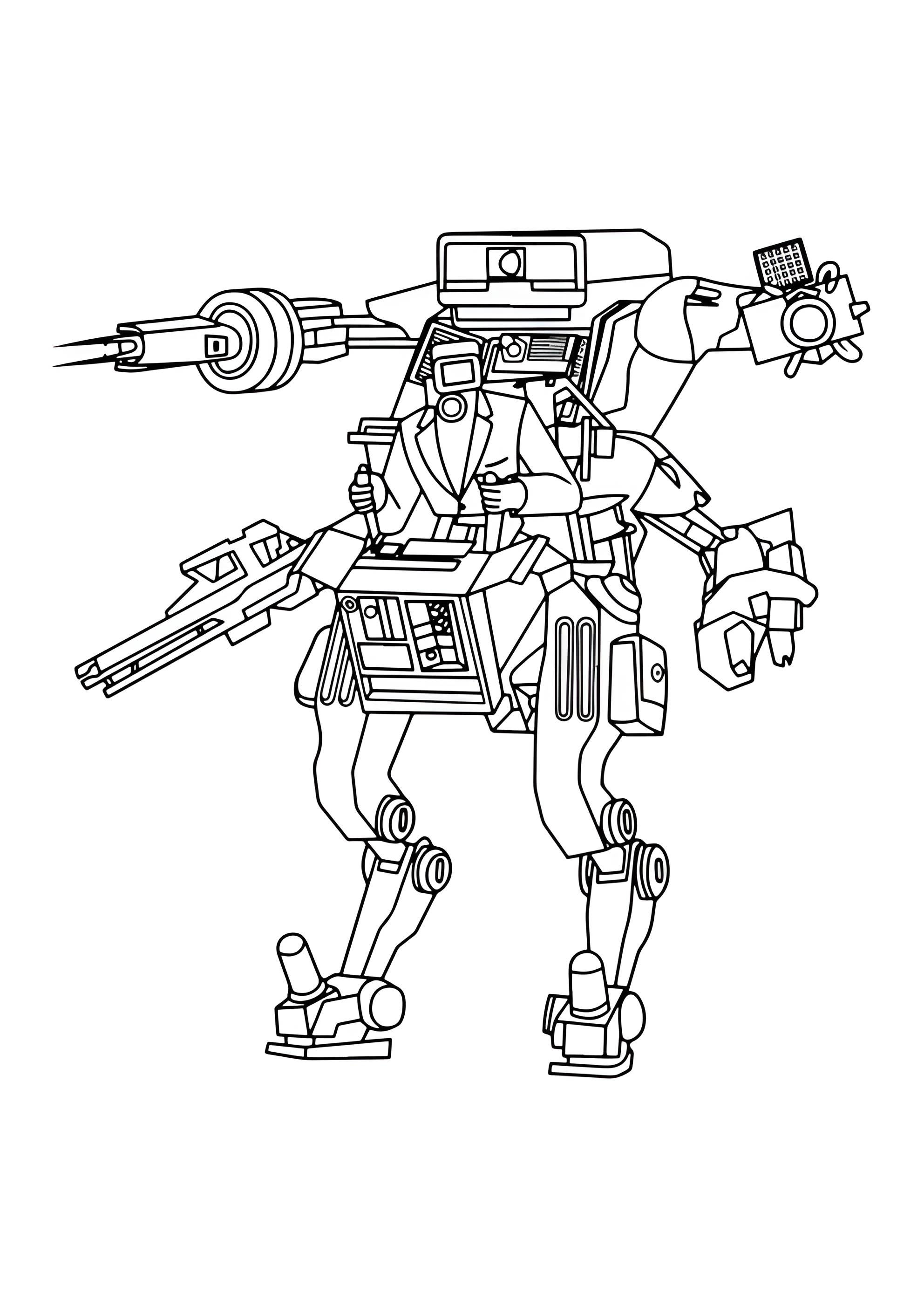 Раскраска КамераМен Мех Вориор