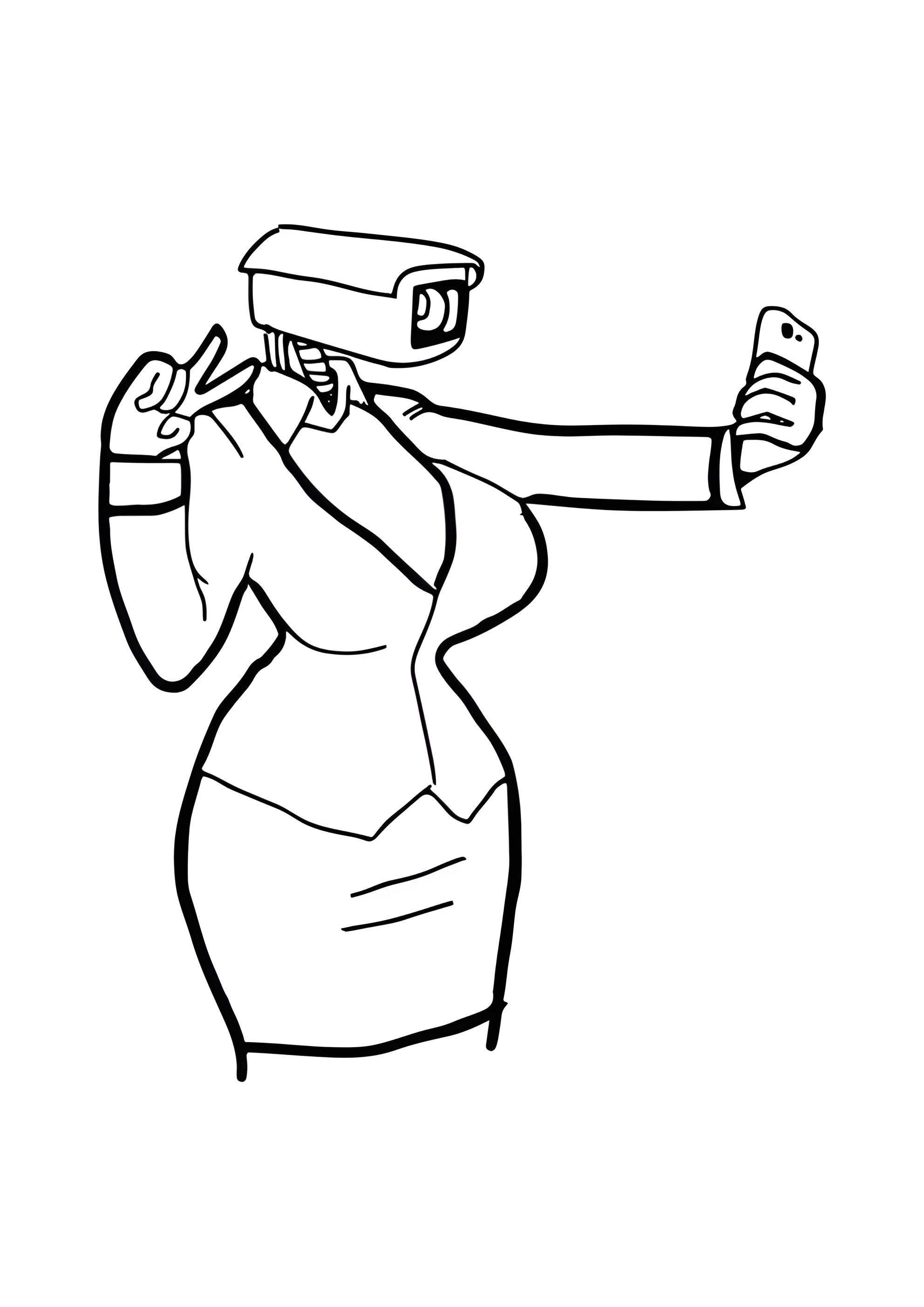 Раскраска КамераВумен делает селфи