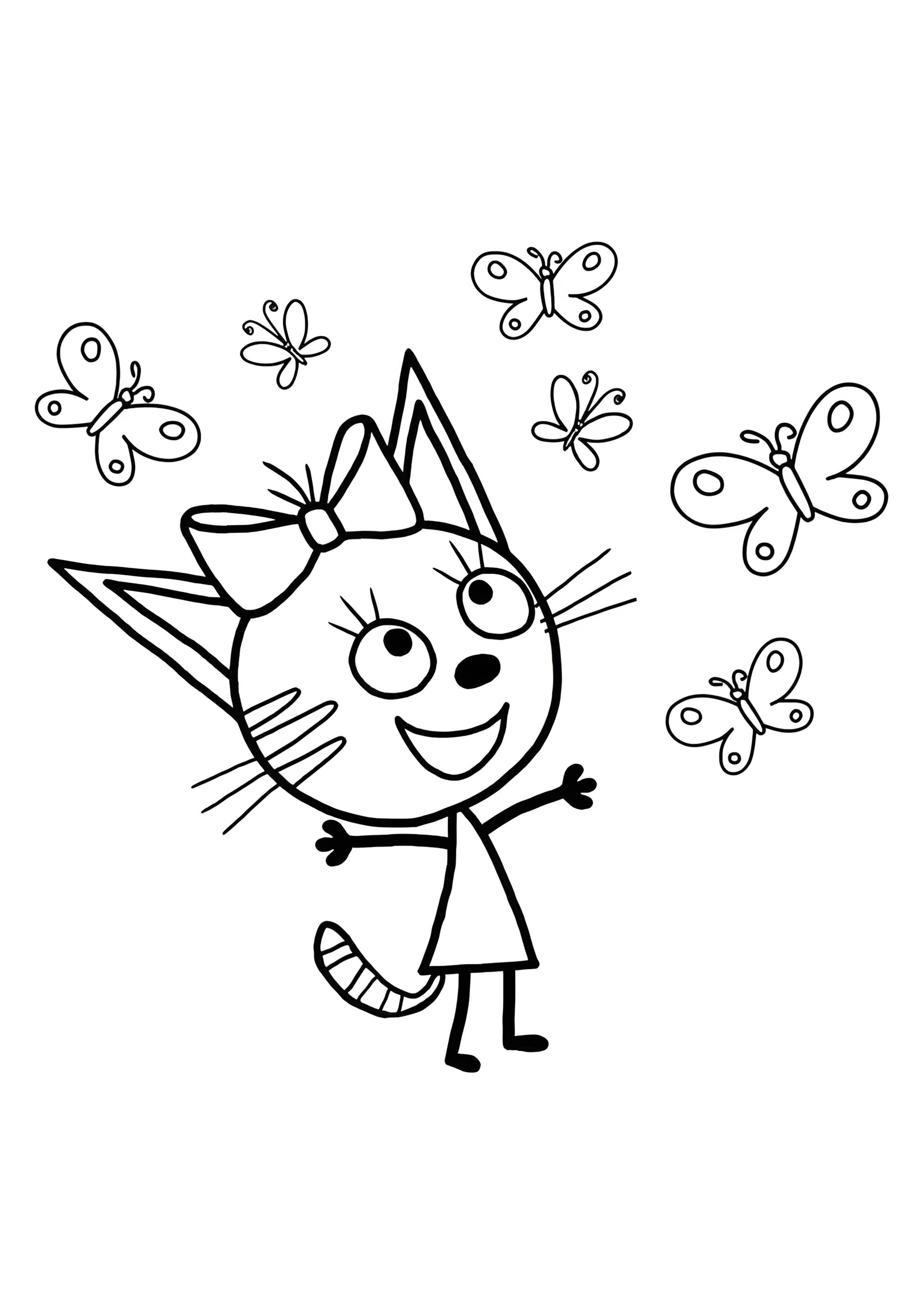 Раскраска Карамелька и бабочки