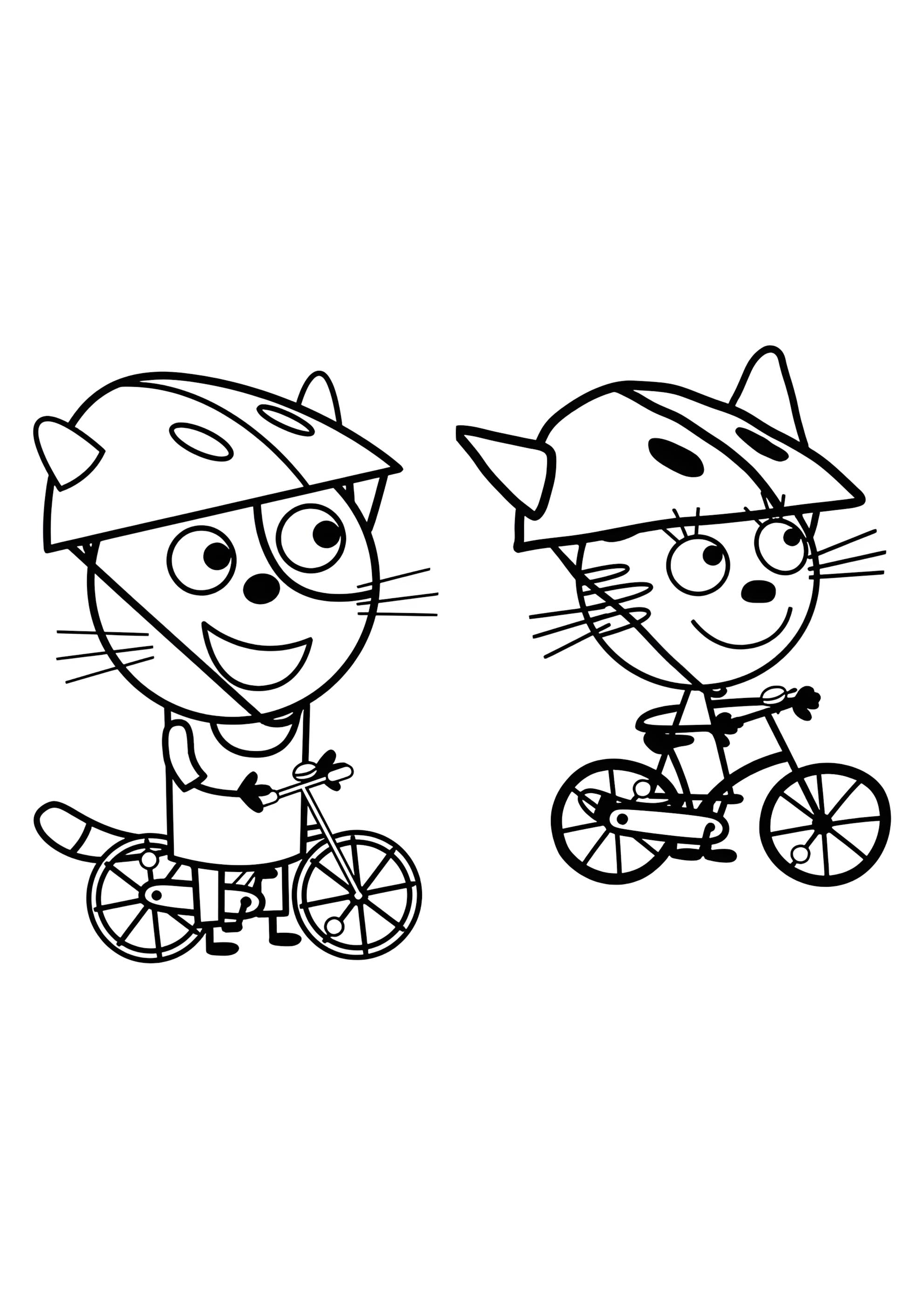 Раскраска Карамелька и Гоня не велосипедах