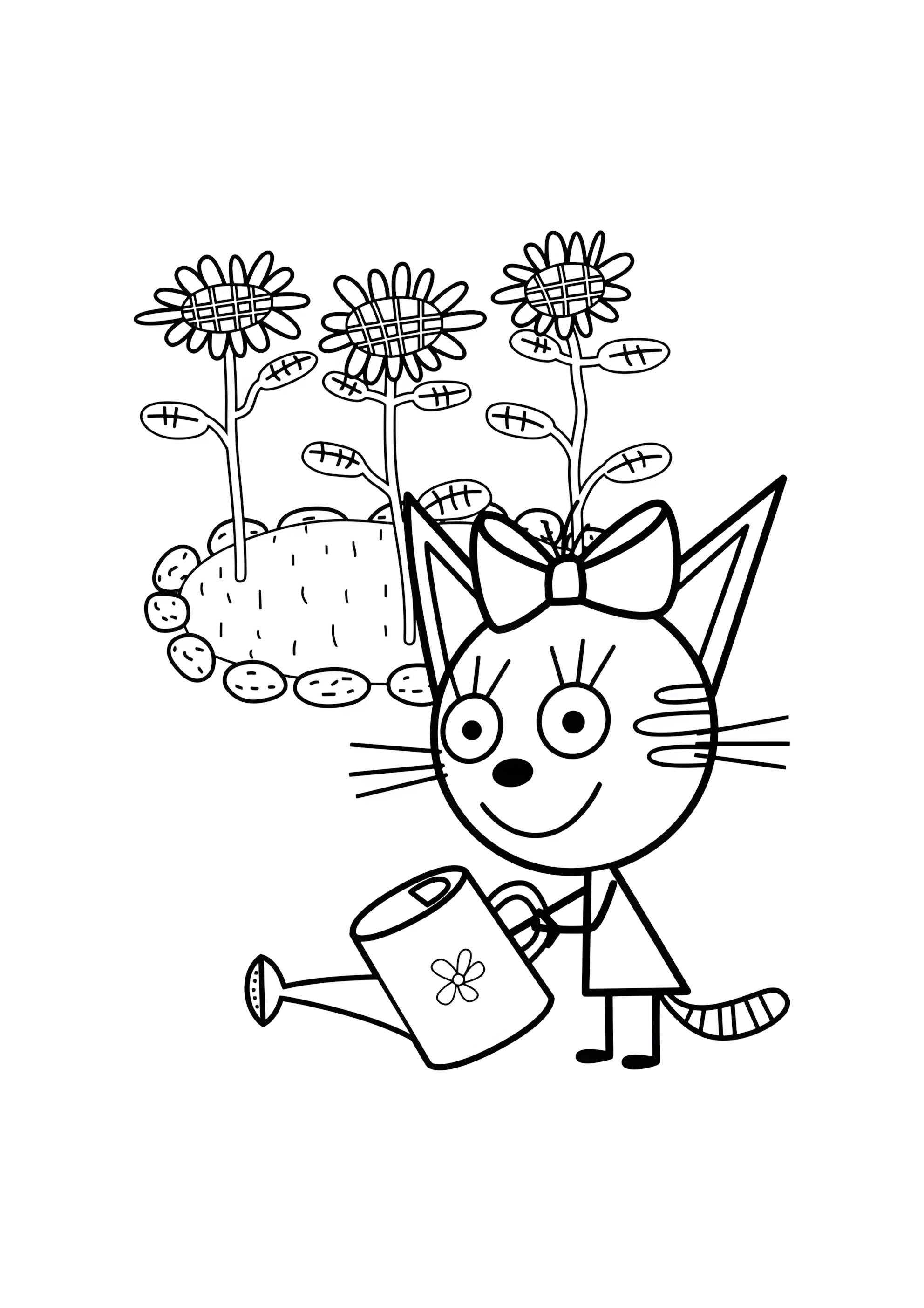 Раскраска Карамелька в саду