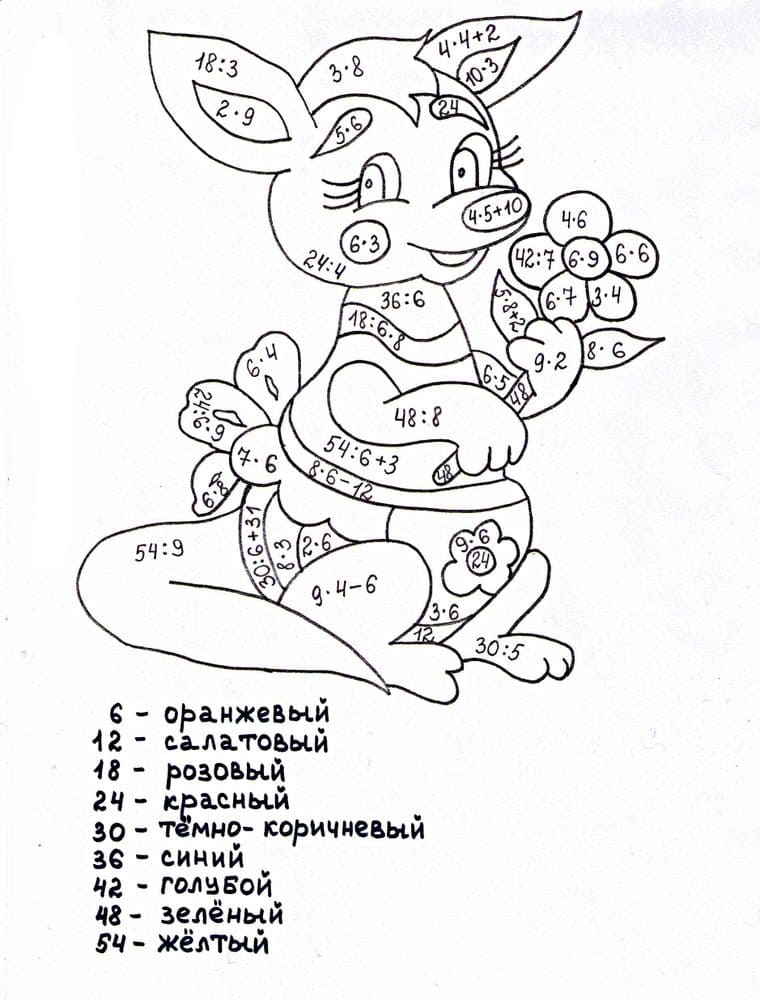 Раскраска Кенгуру с цветком