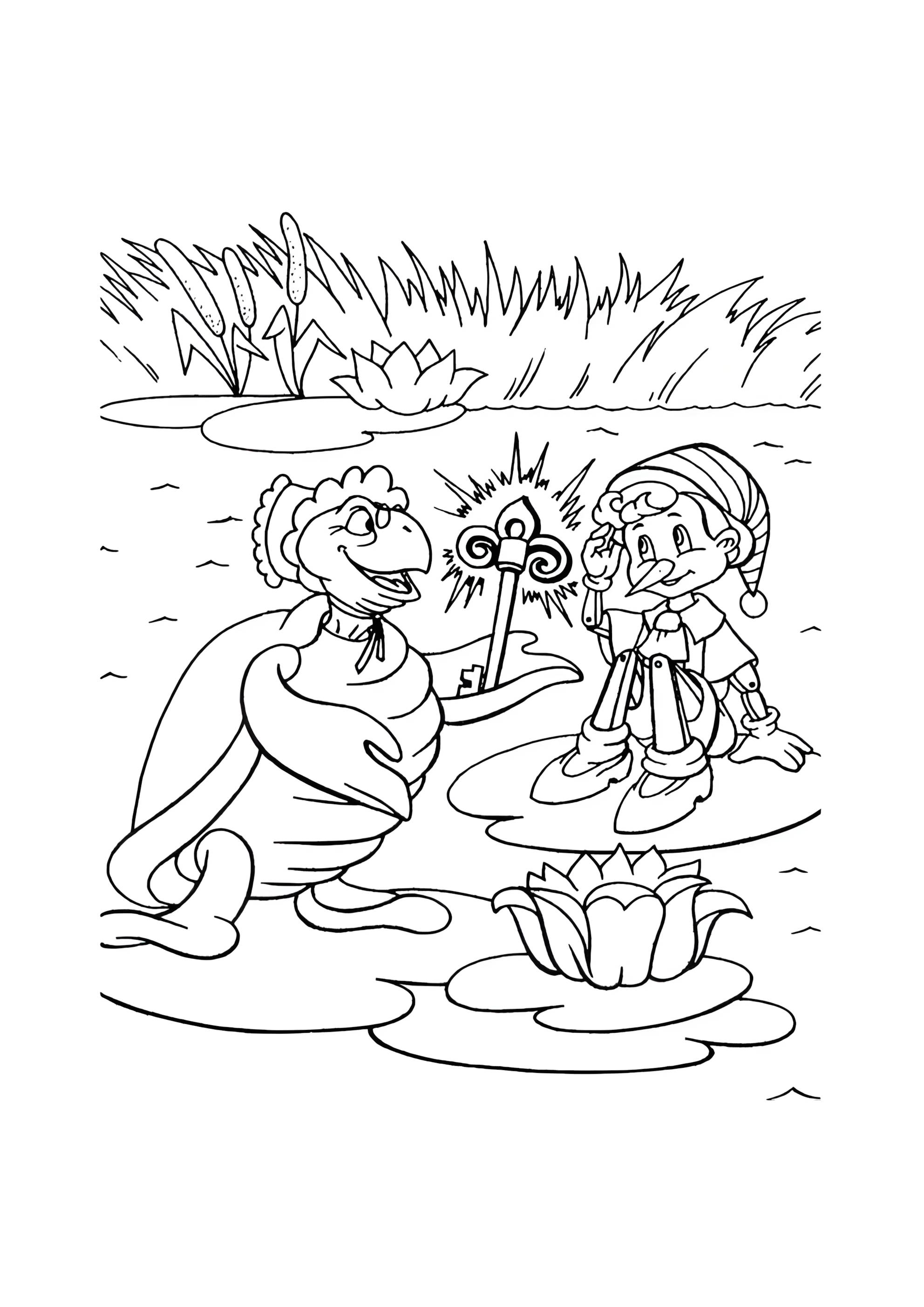 Раскраска Ключик для Буратино