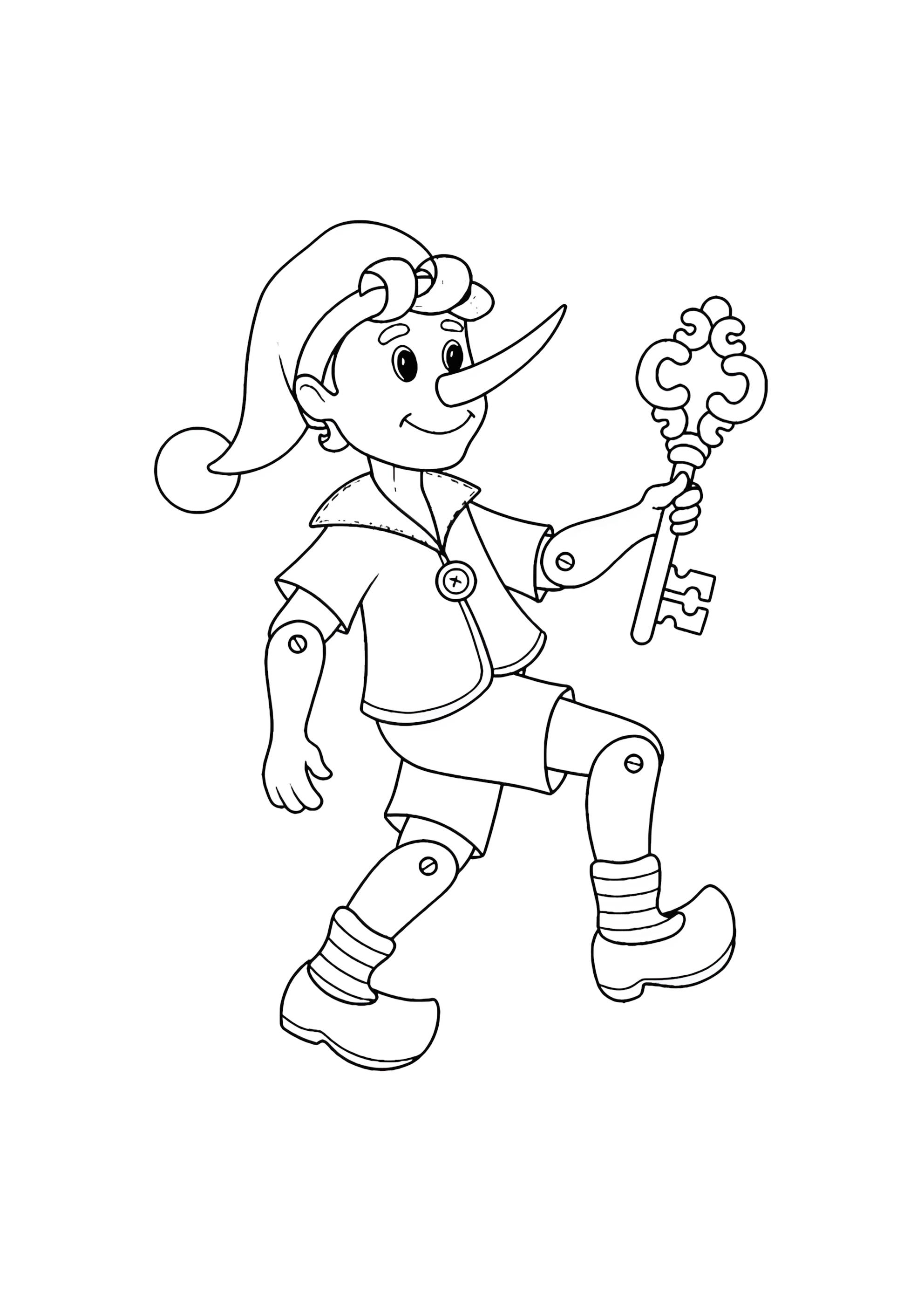 Раскраска Ключик у Буратино