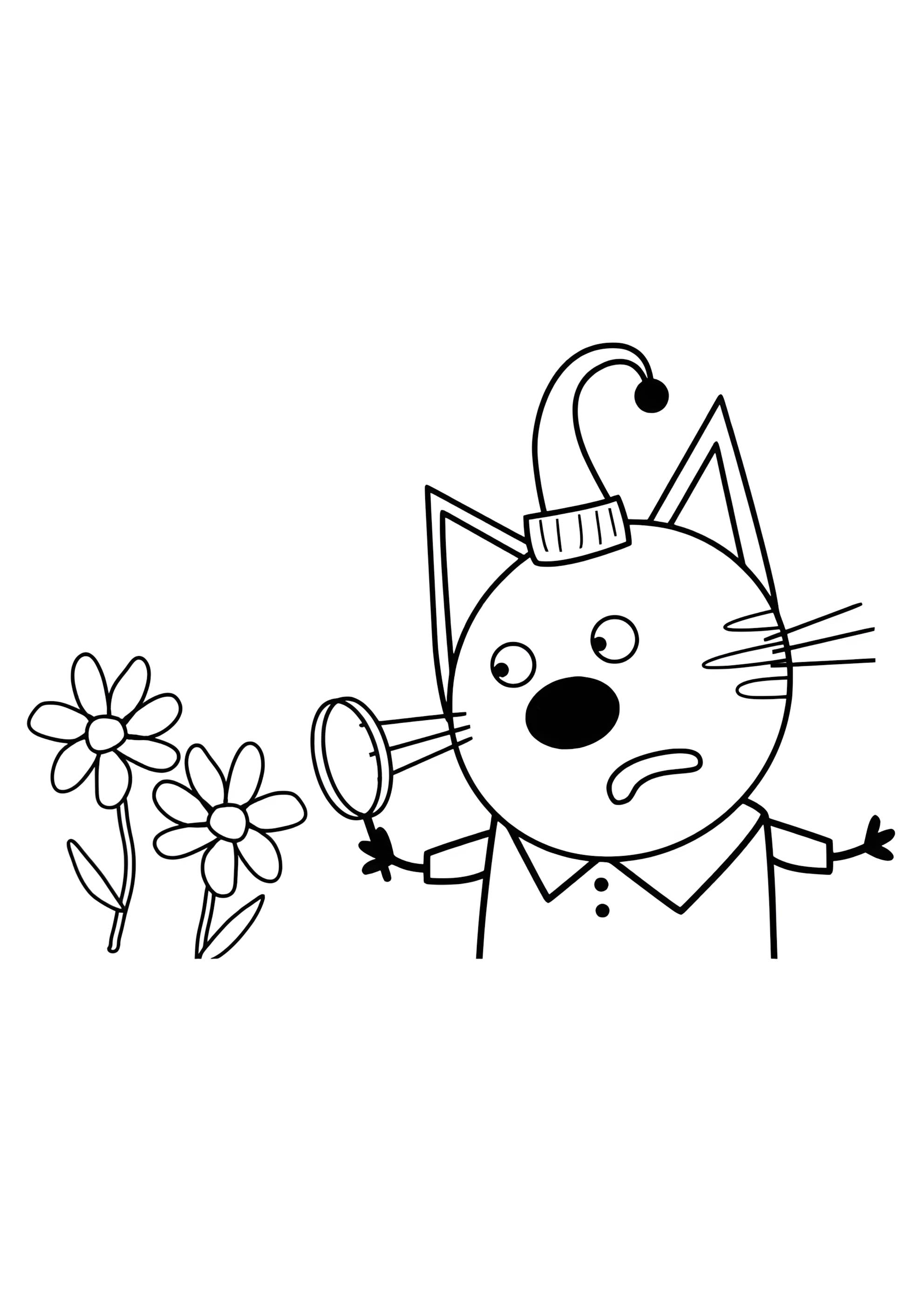 Раскраска Компот изучает цветы