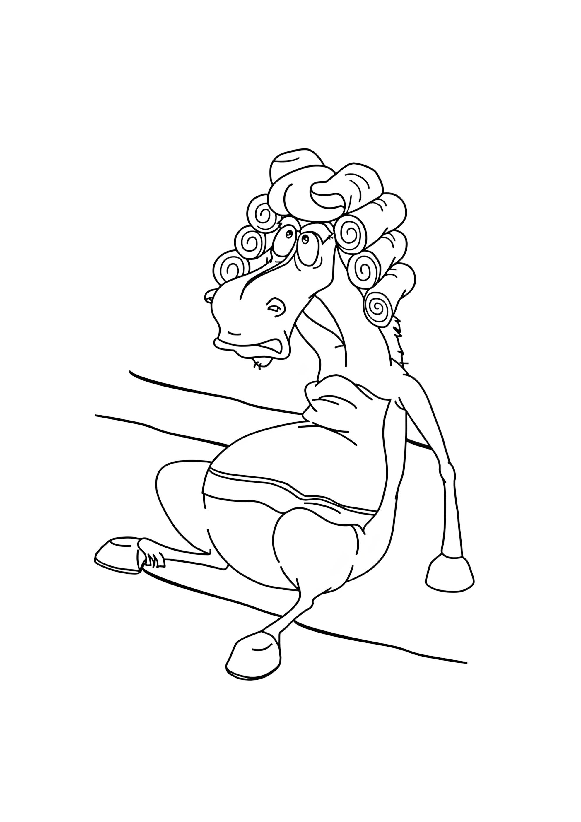 Раскраска Конь Юлий в парике