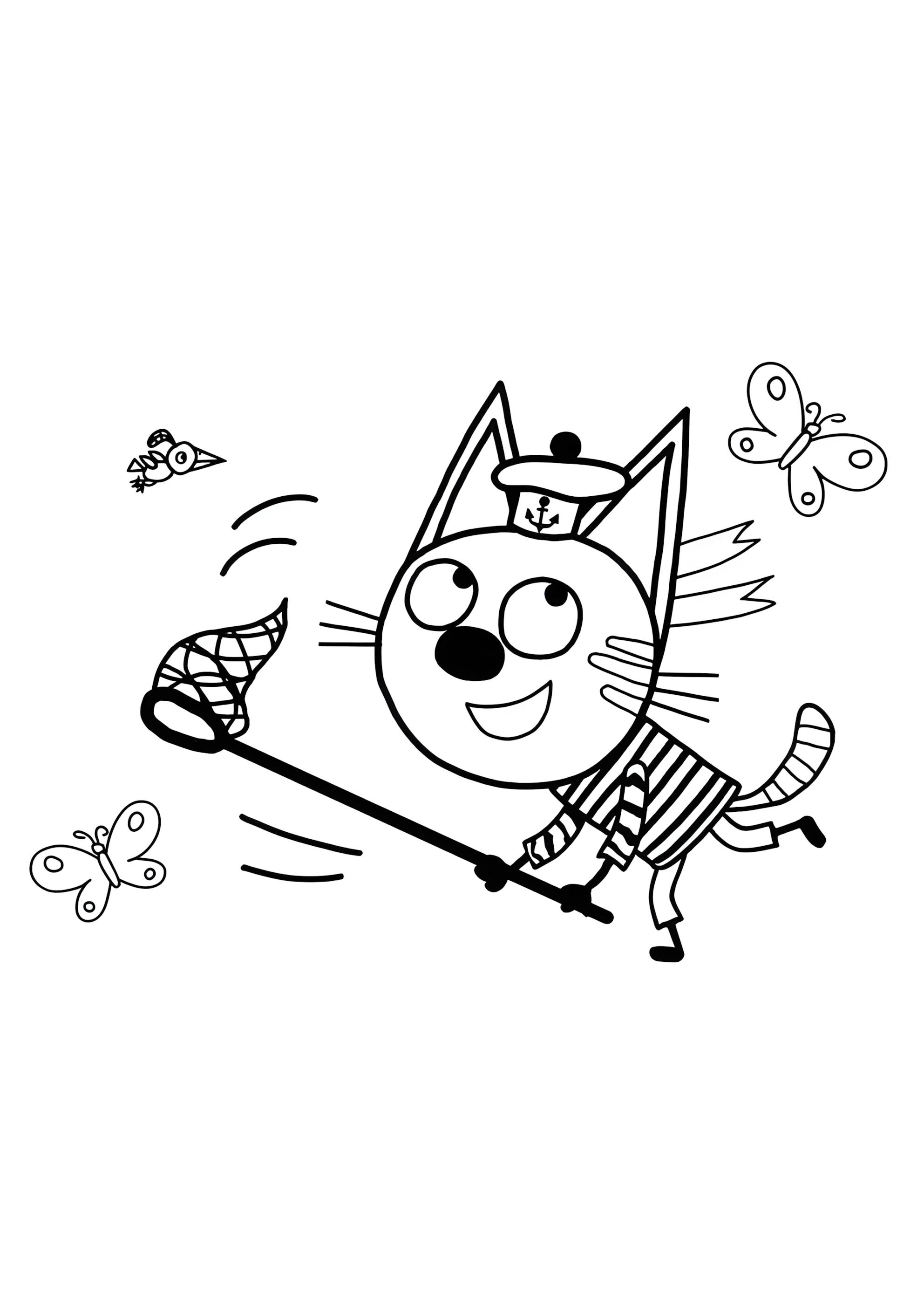 Раскраска Коржик и бабочки