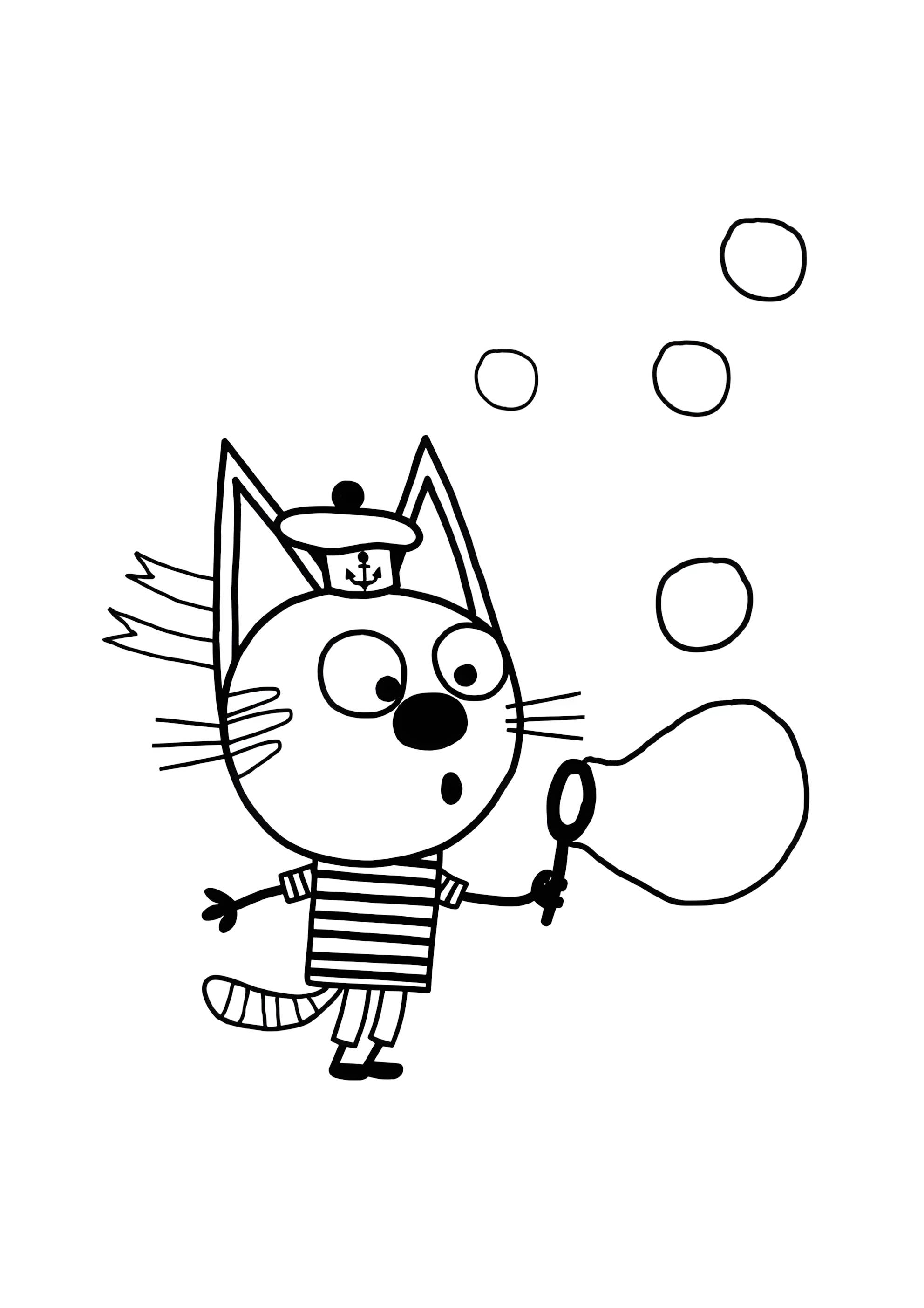 Раскраска Коржик и мыльные пузыри