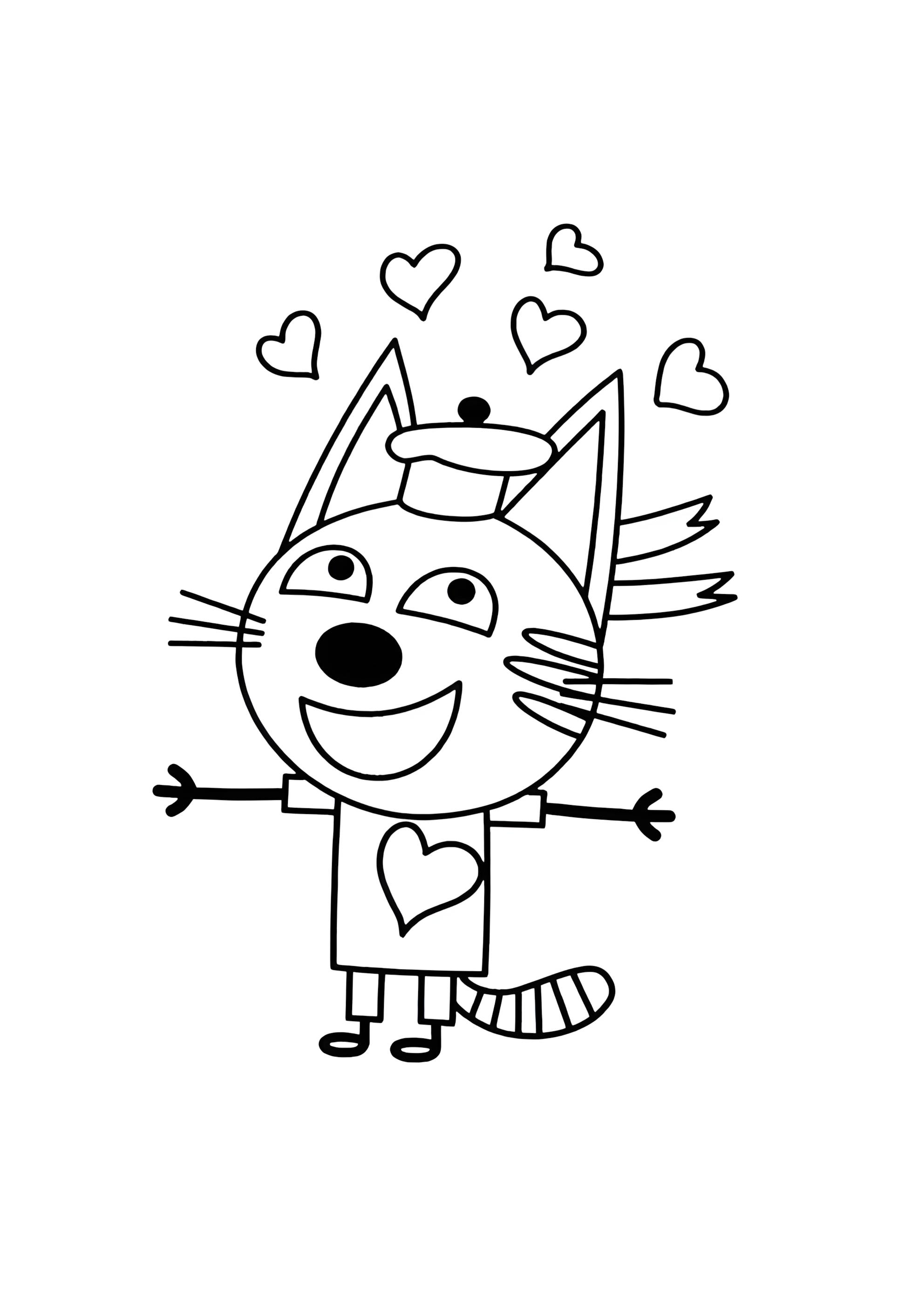 Раскраска Коржик в сердечках