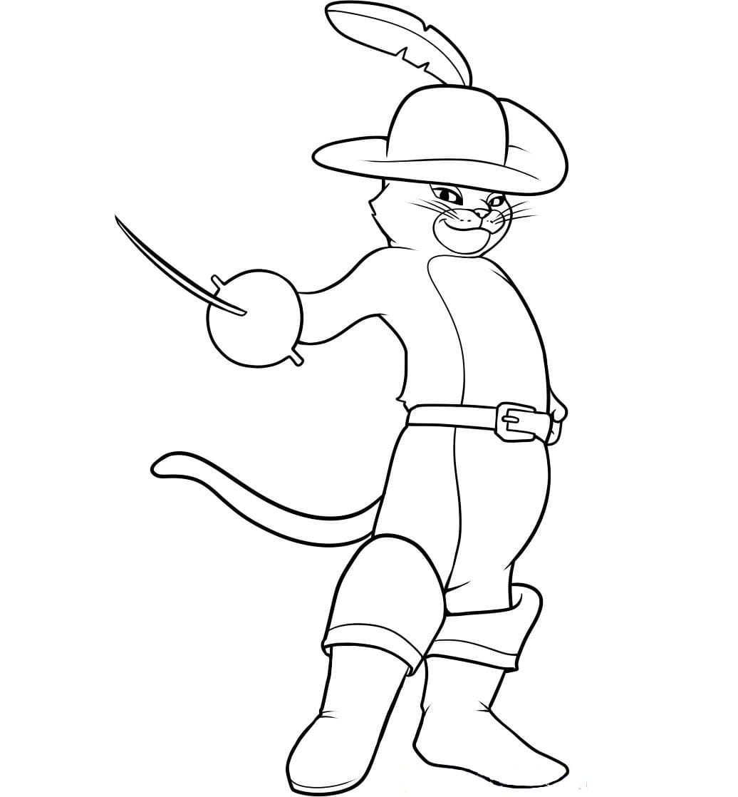 Раскраска Кот в сапогах