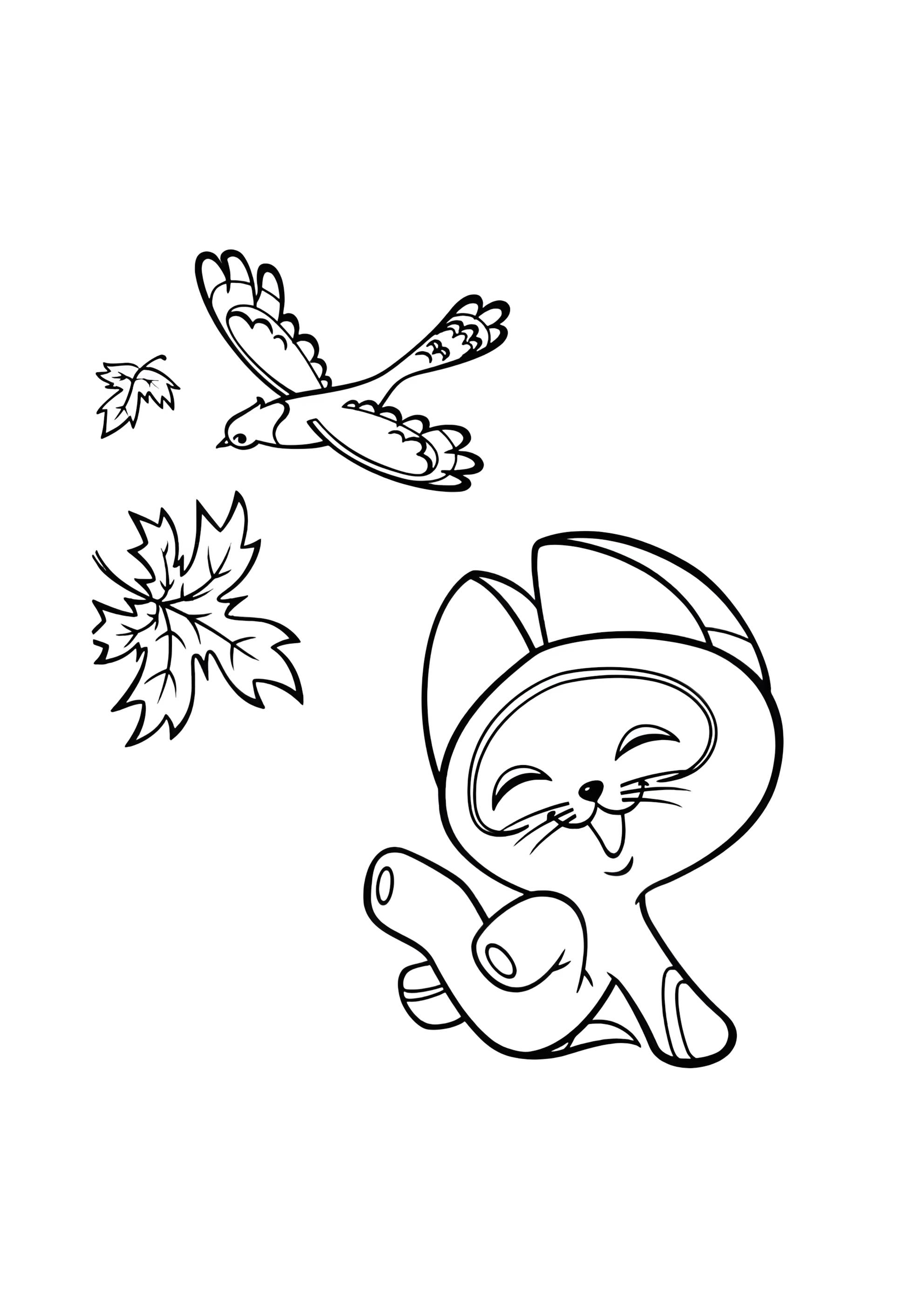 Раскраска Котенок по имени Гав хохочет