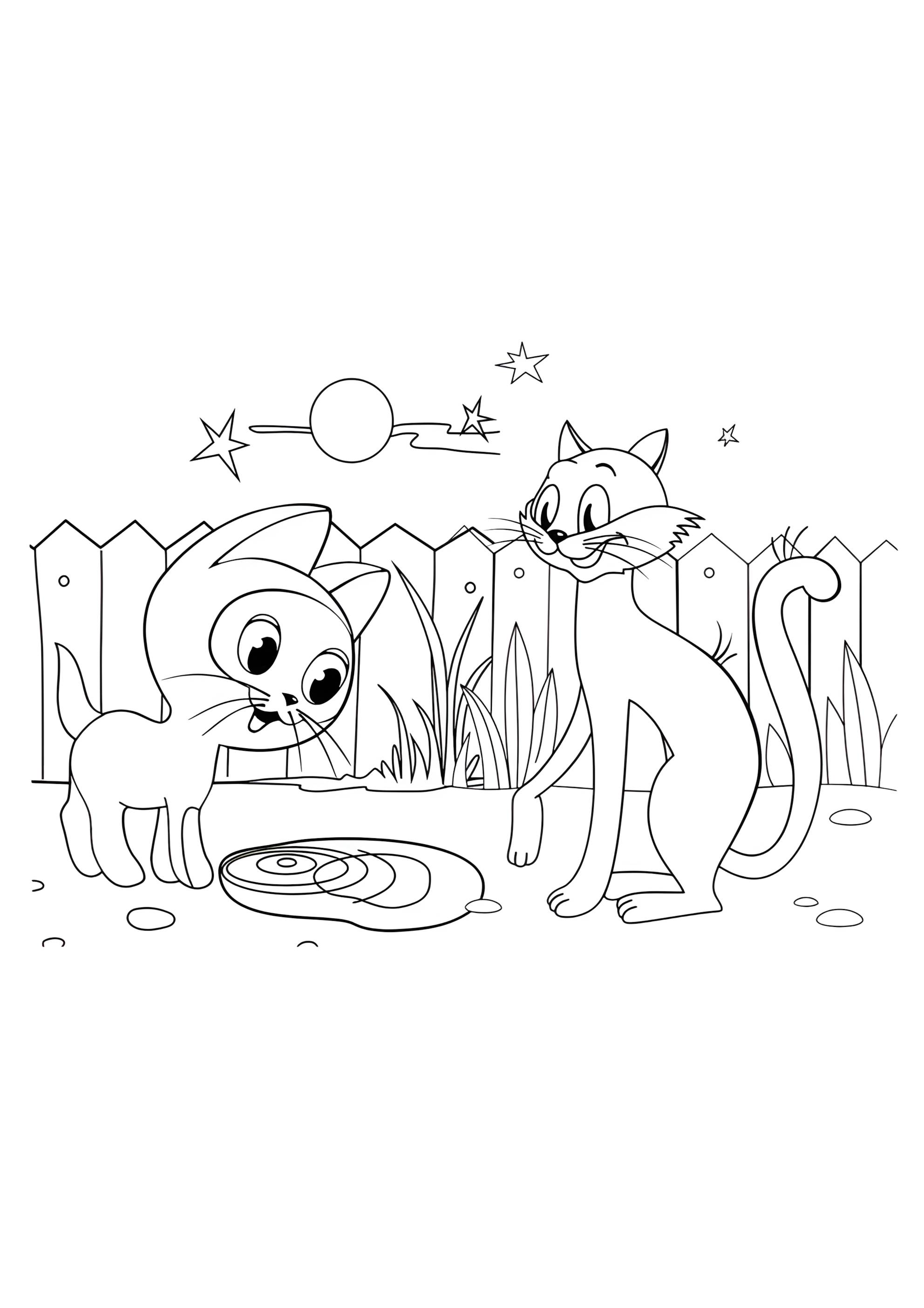 Раскраска Котенок по имени Гав с котом