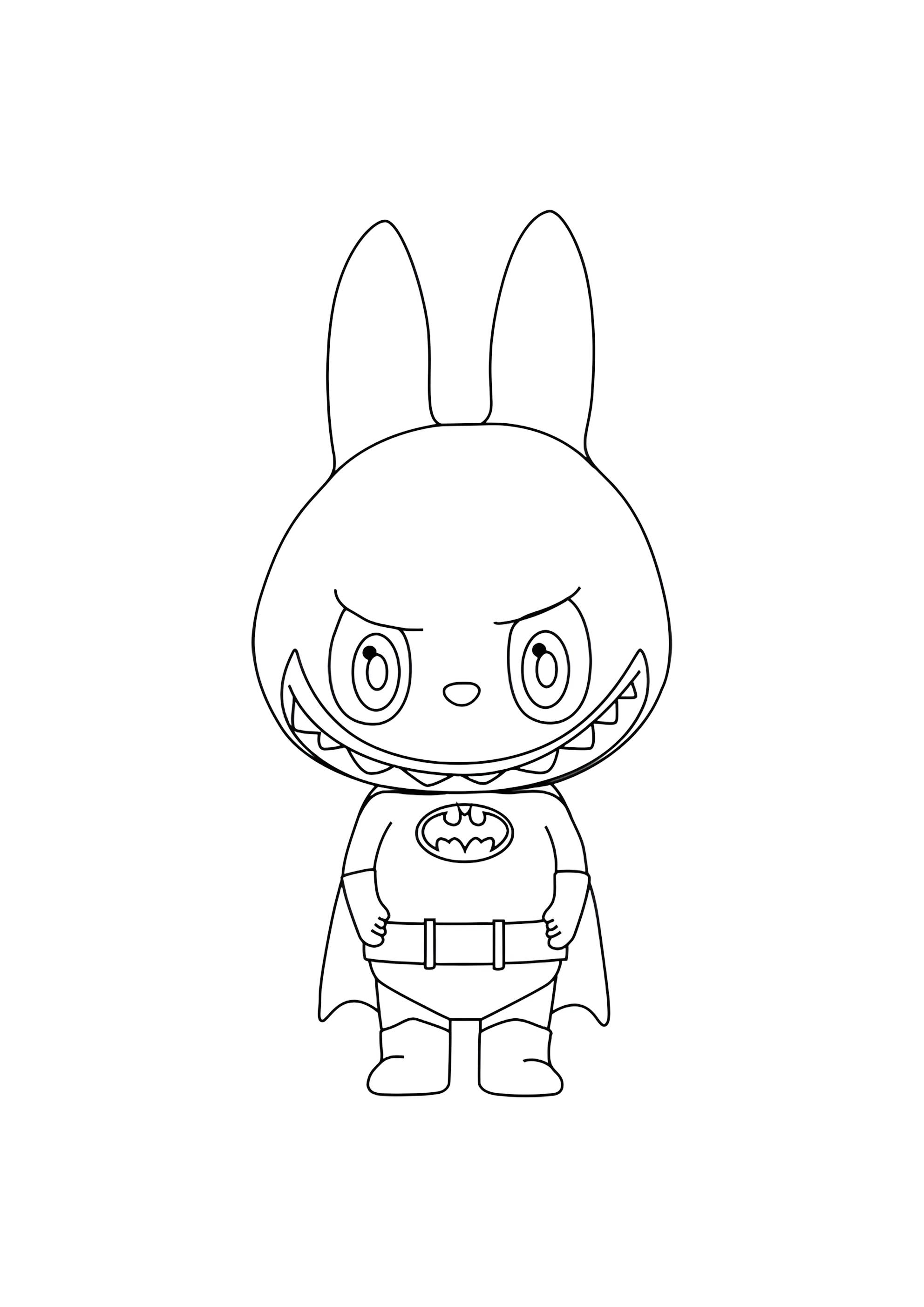 Раскраска Лабубу Бэтмен
