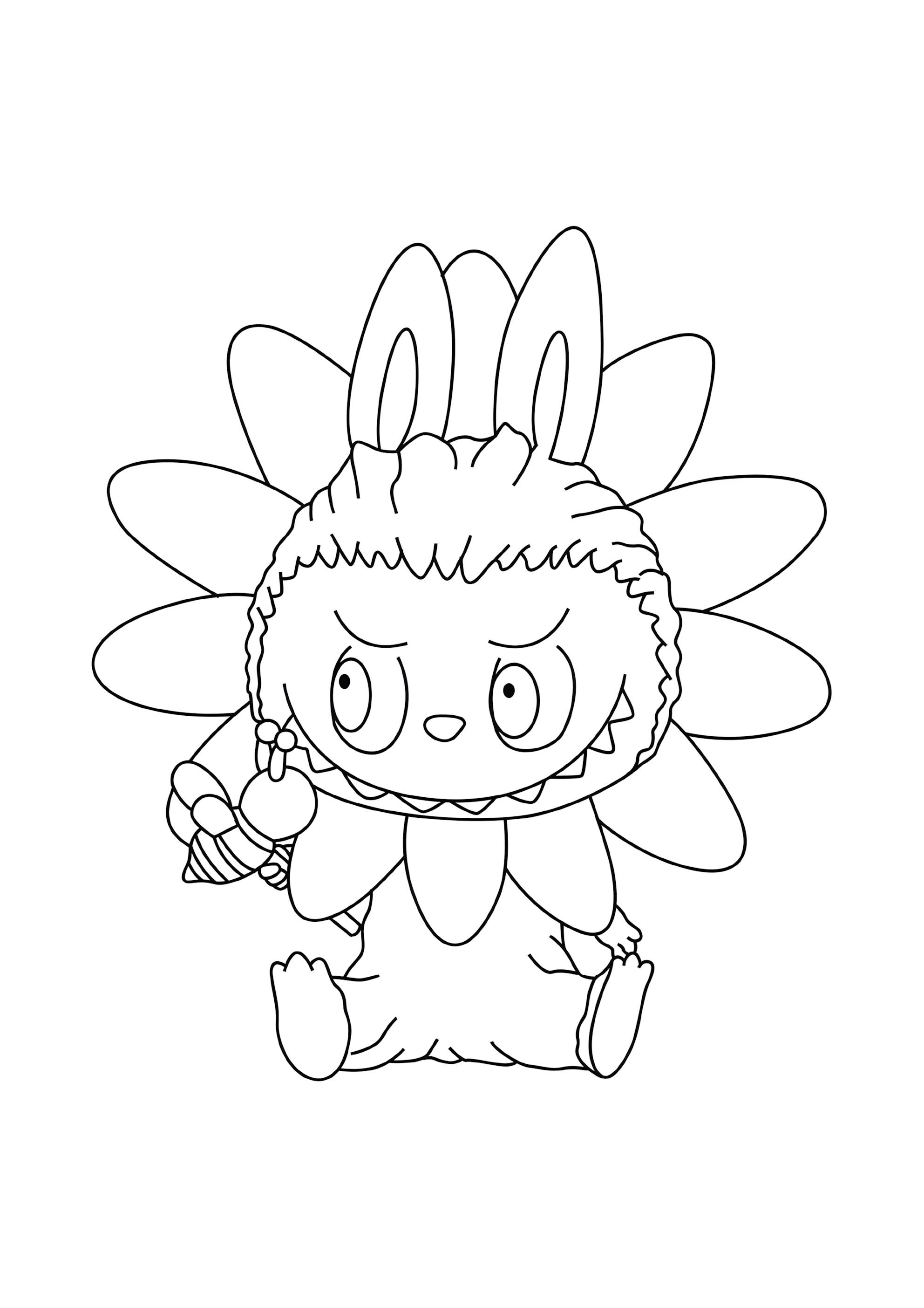 Раскраска Лабубу цветочек