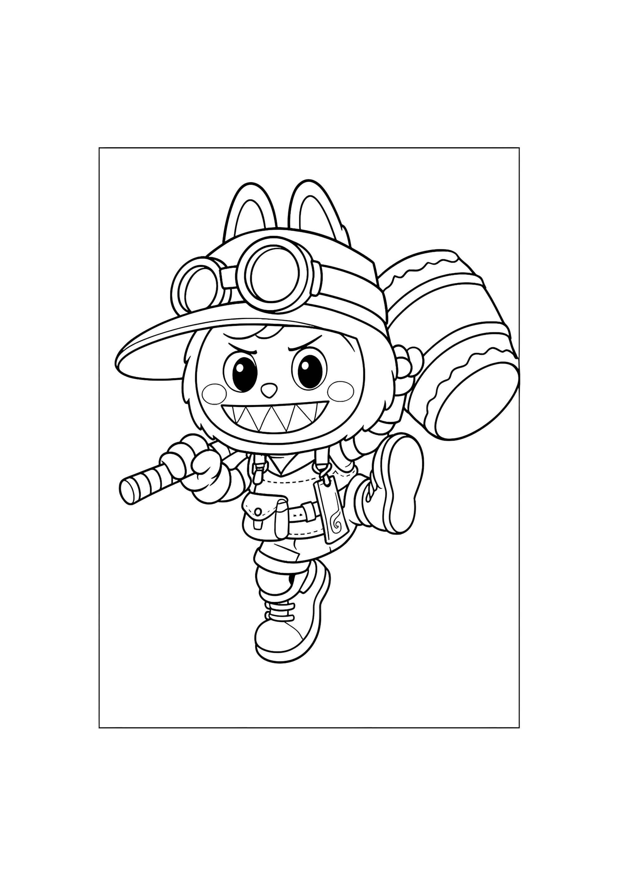 Раскраска Лабубу с большим молотом