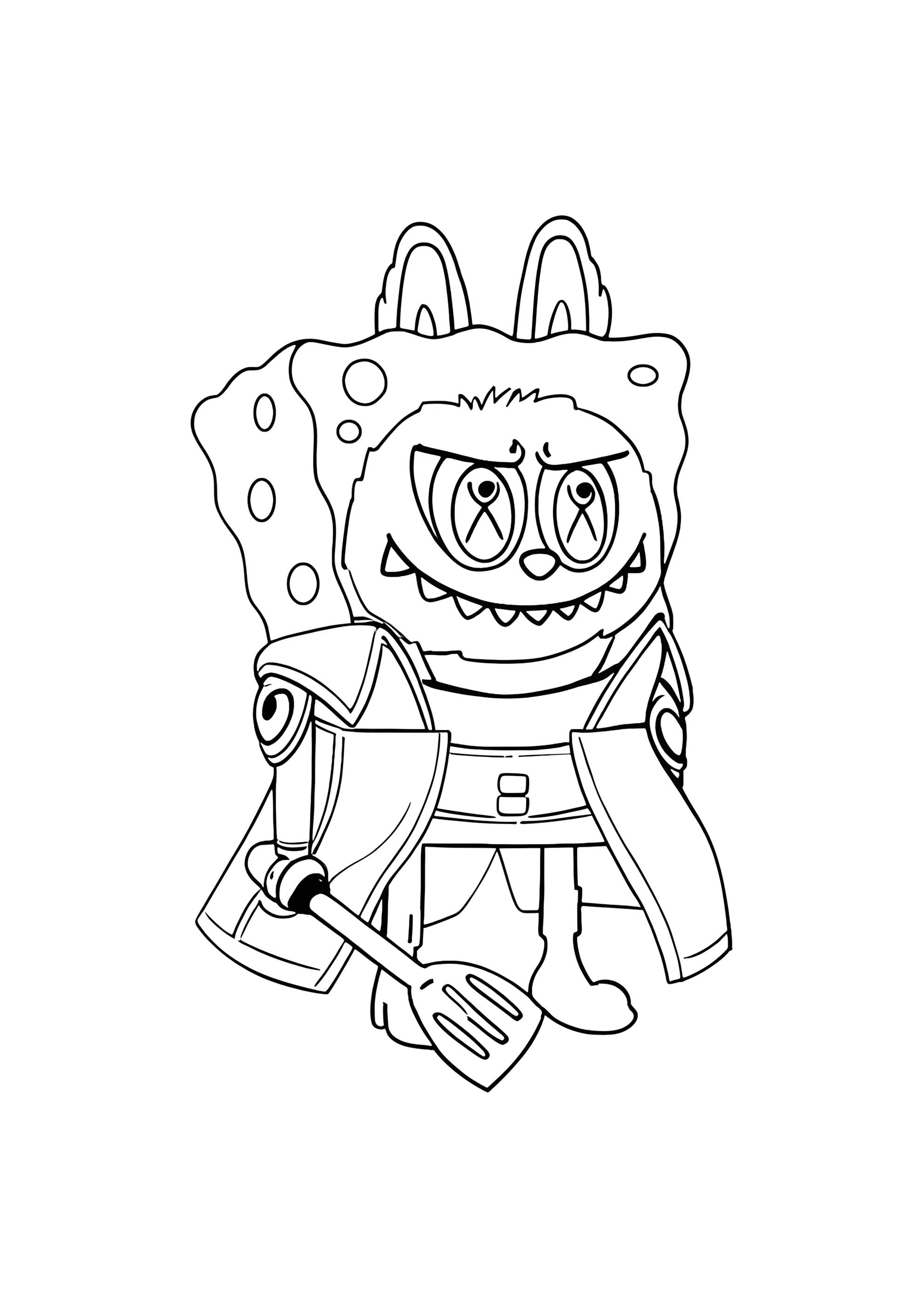 Раскраска Лабубу Спанч Боб