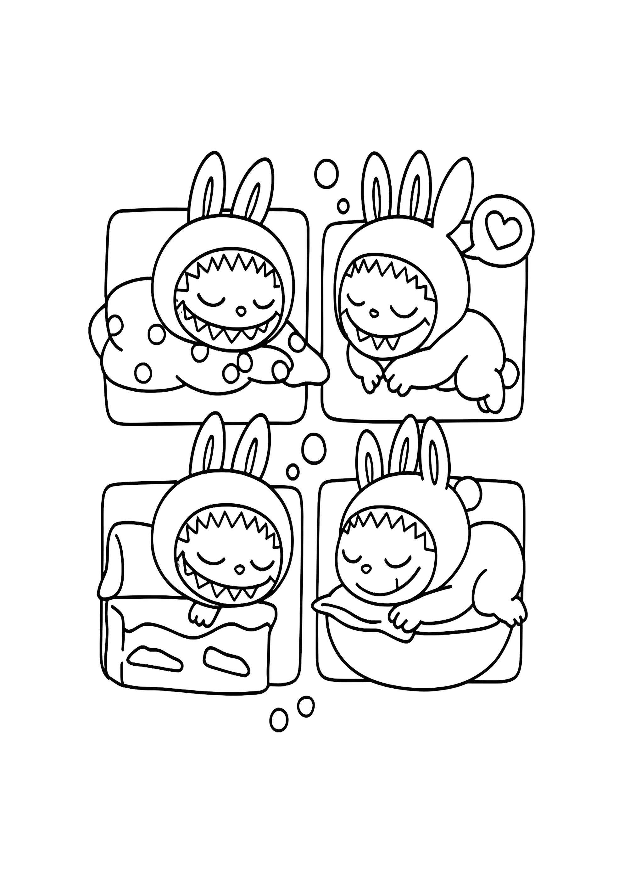 Раскраска Лабубу спит