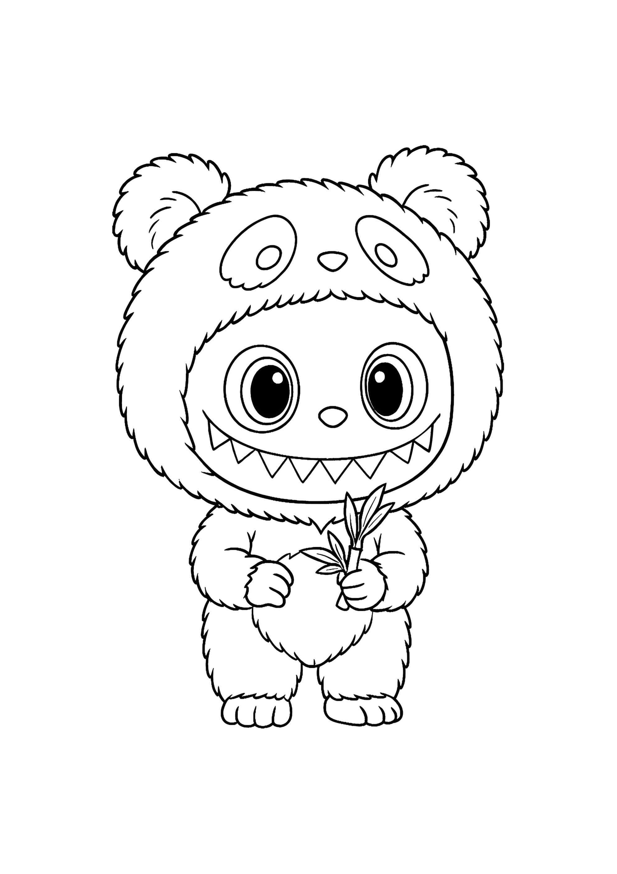 Раскраска Лабубу в костюме панды