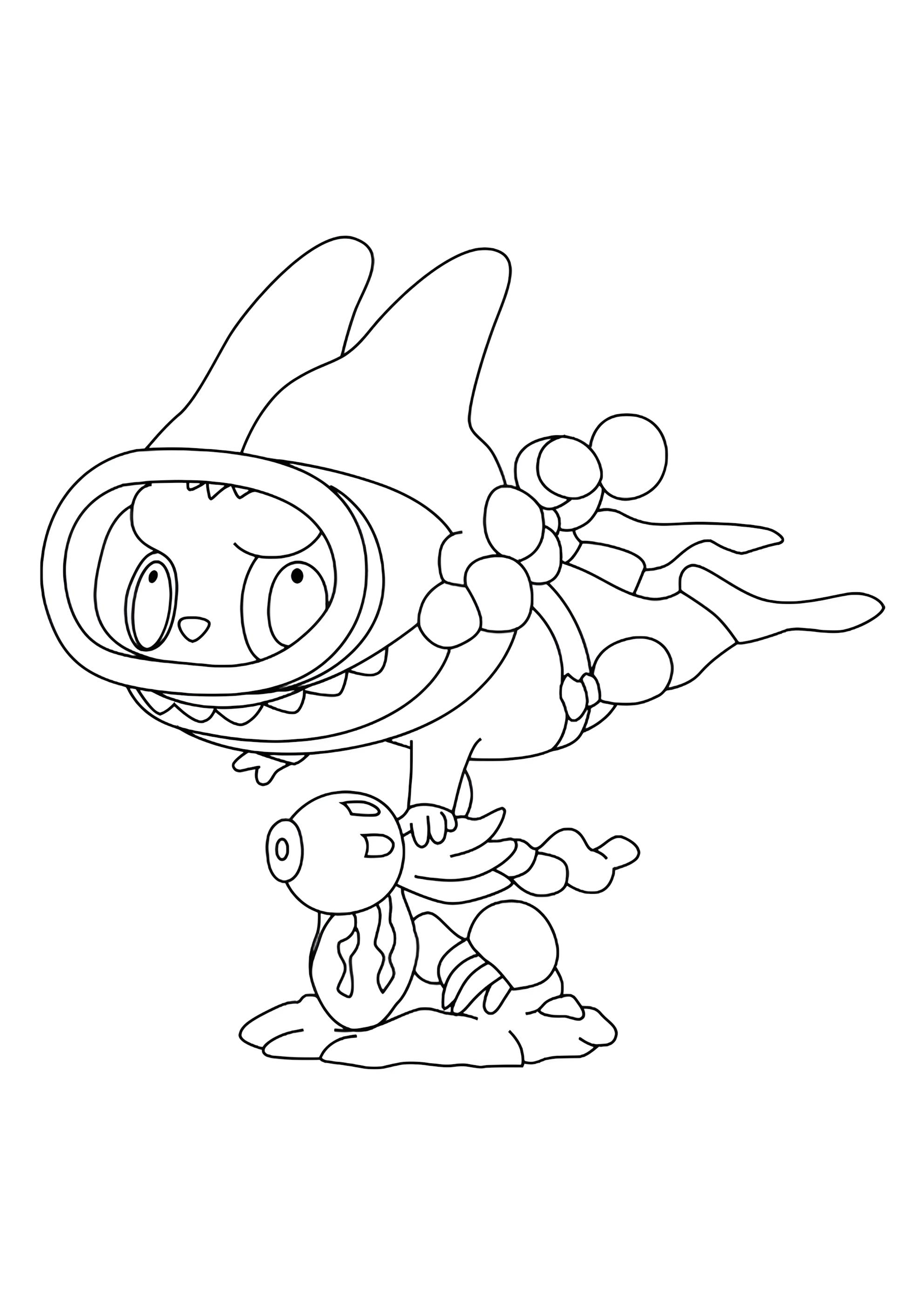 Раскраска Лабубу водолаз