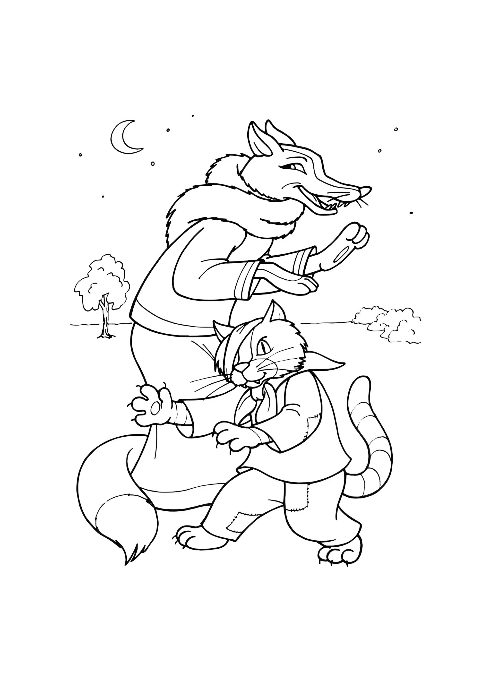 Раскраска Лиса Алиса и кот Базилио