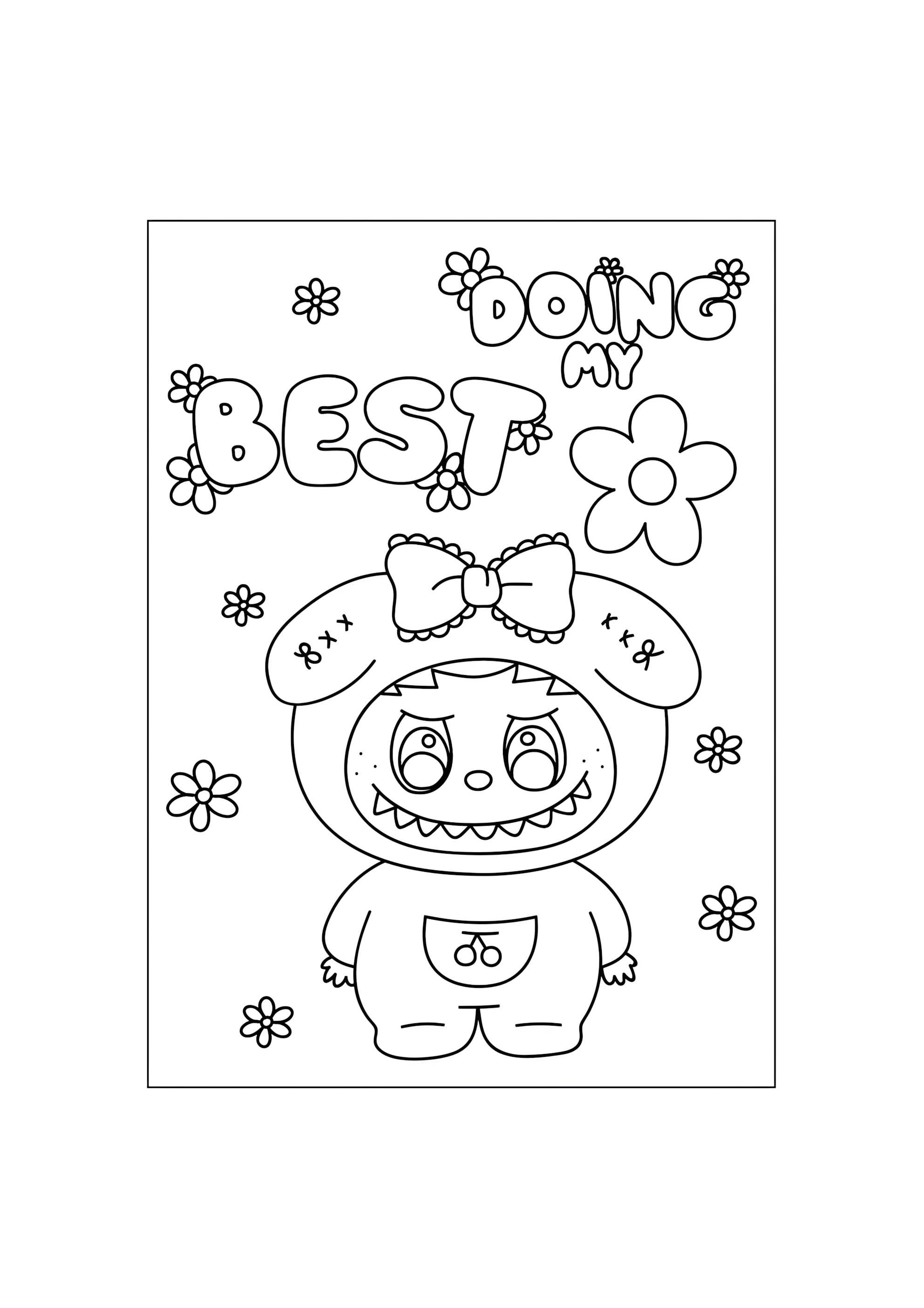 Раскраска Лубубу в костюме малыша