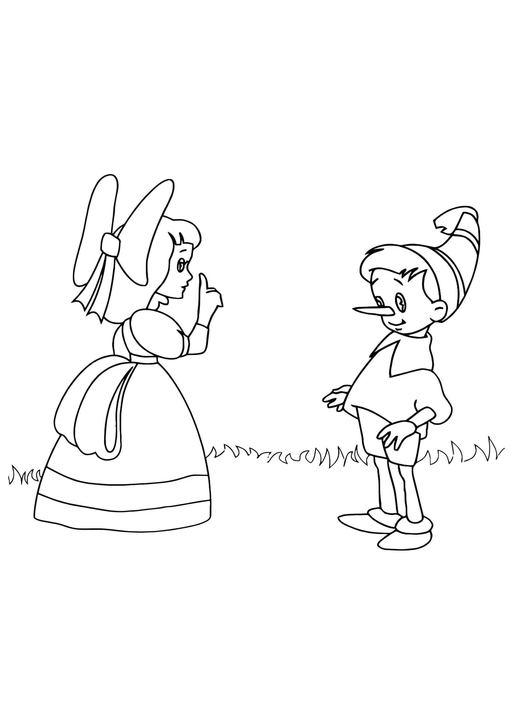 Раскраска Мальвина и Буратино