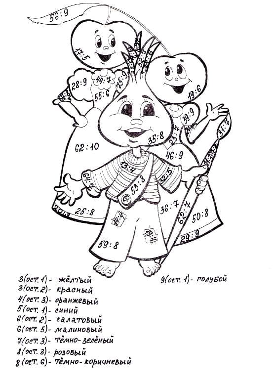 Раскраска Математическая раскраска для 2 класса