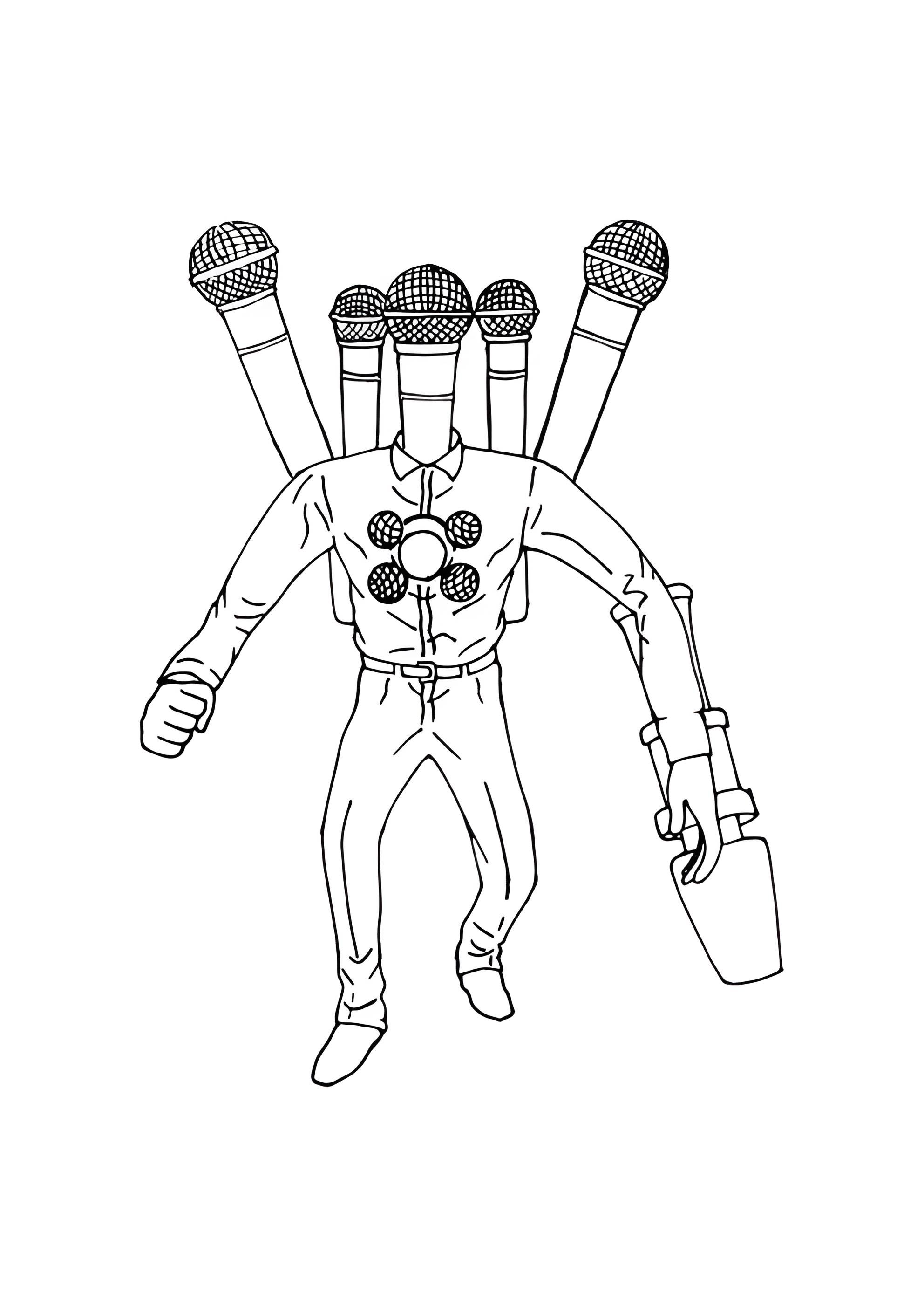 Раскраска Микрофон Мен Титан