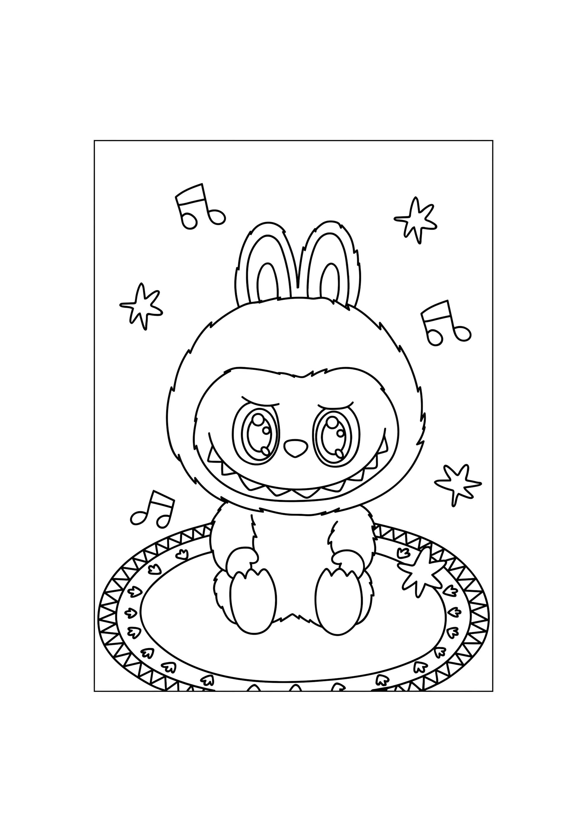 Раскраска Милая Лабубу на ковре