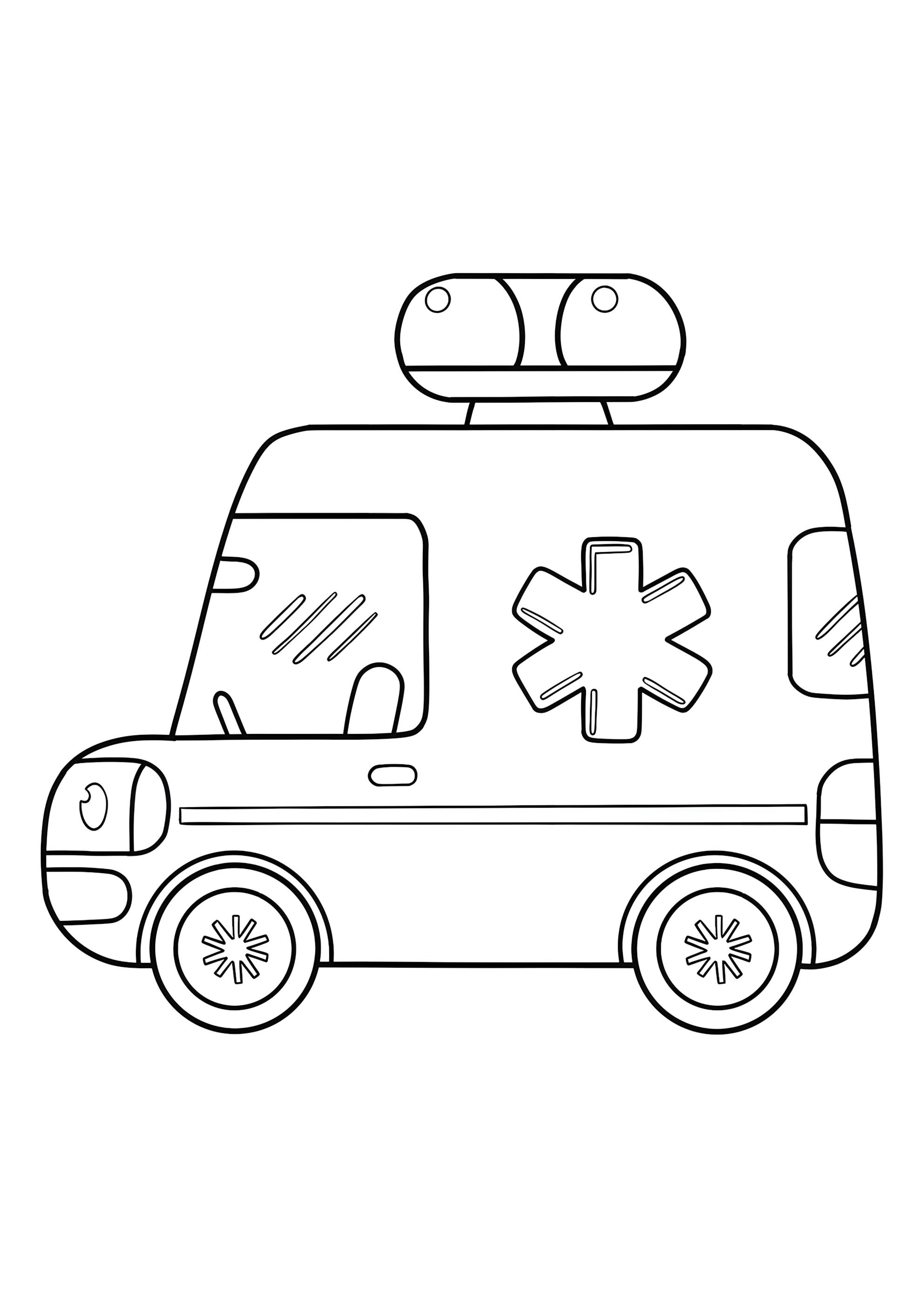 Раскраска Милая машина скорой помощи для малышей