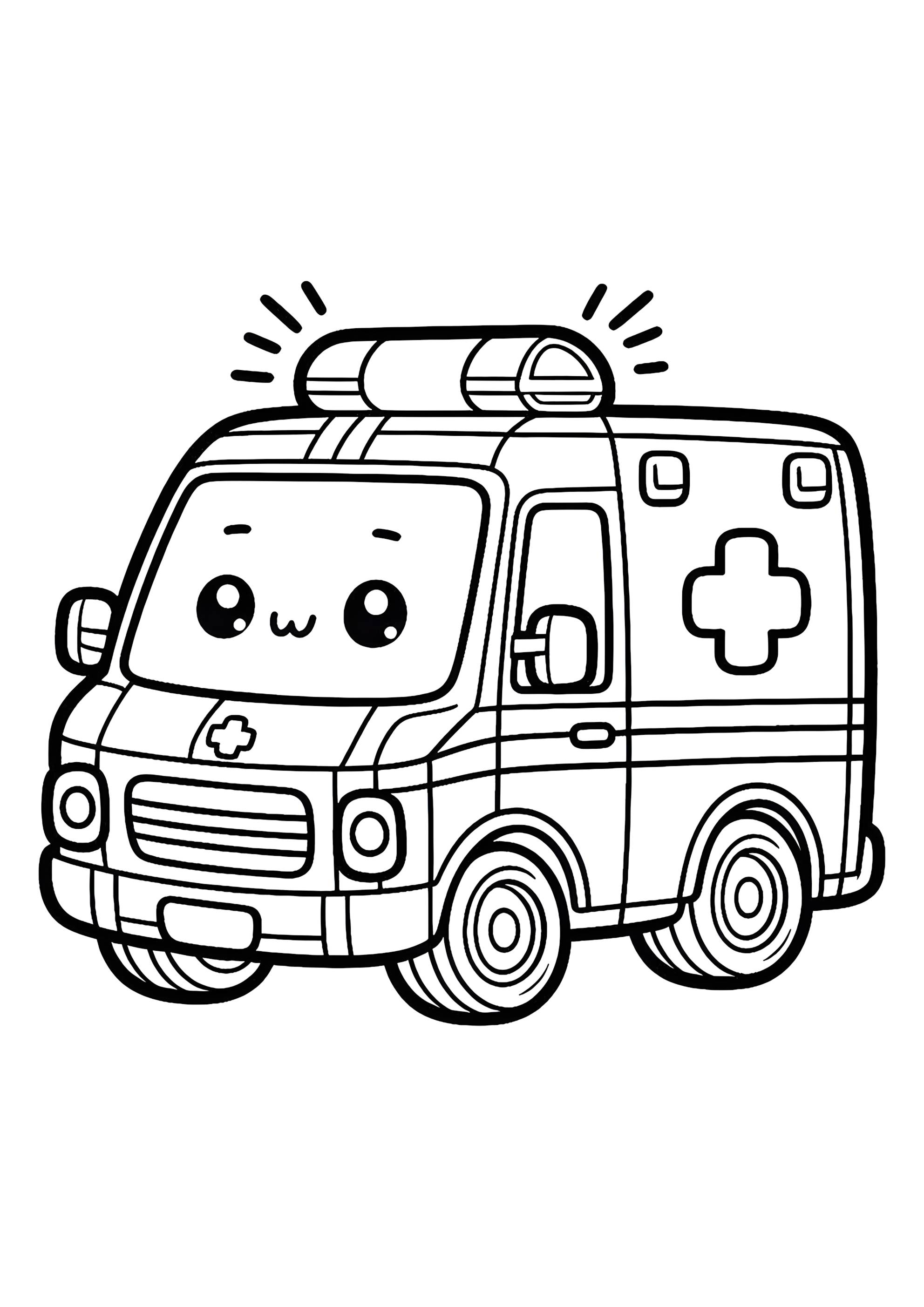 Раскраска Милая машинка скорой помощи