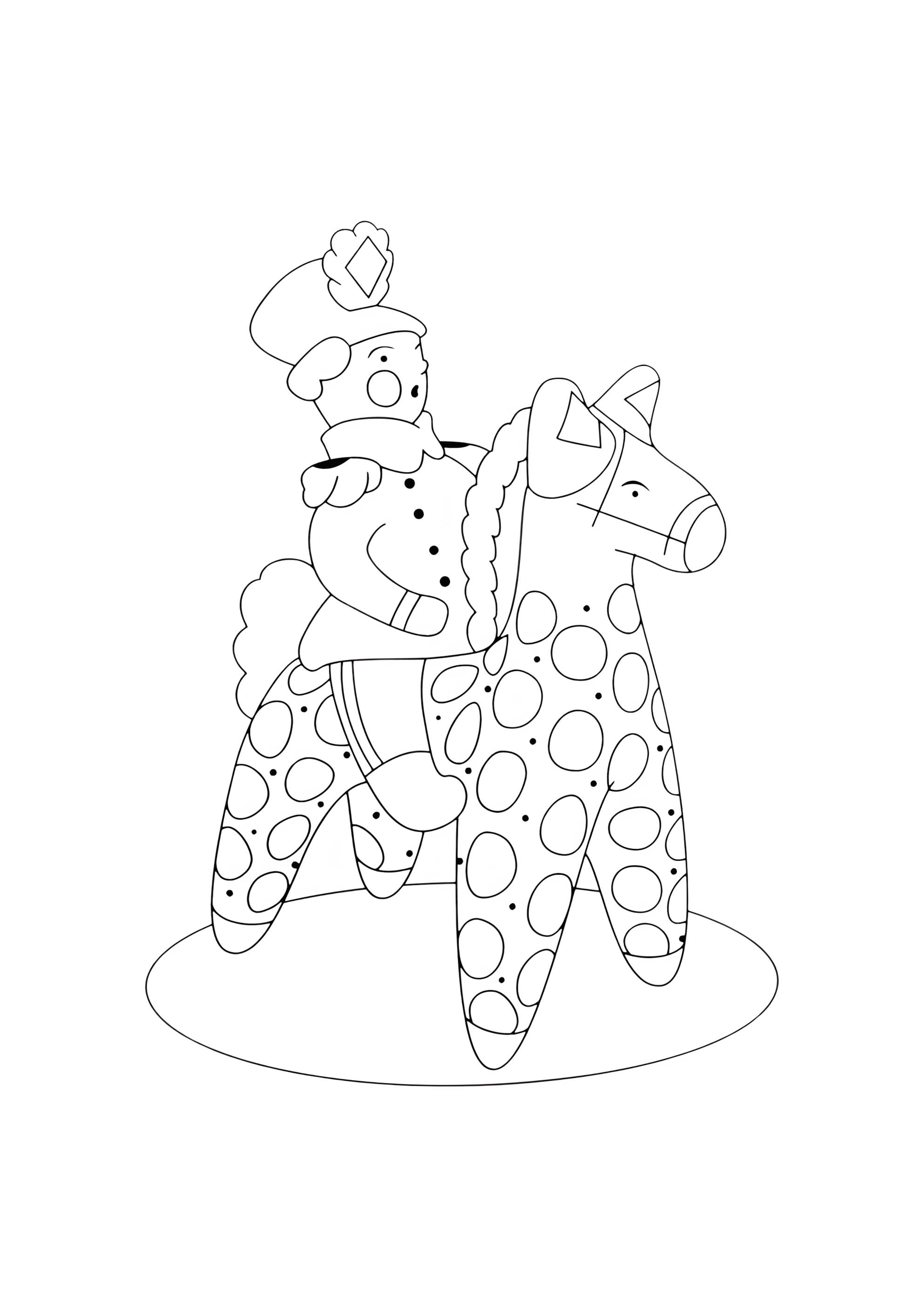 Раскраска На лошадке Дымковская игрушка