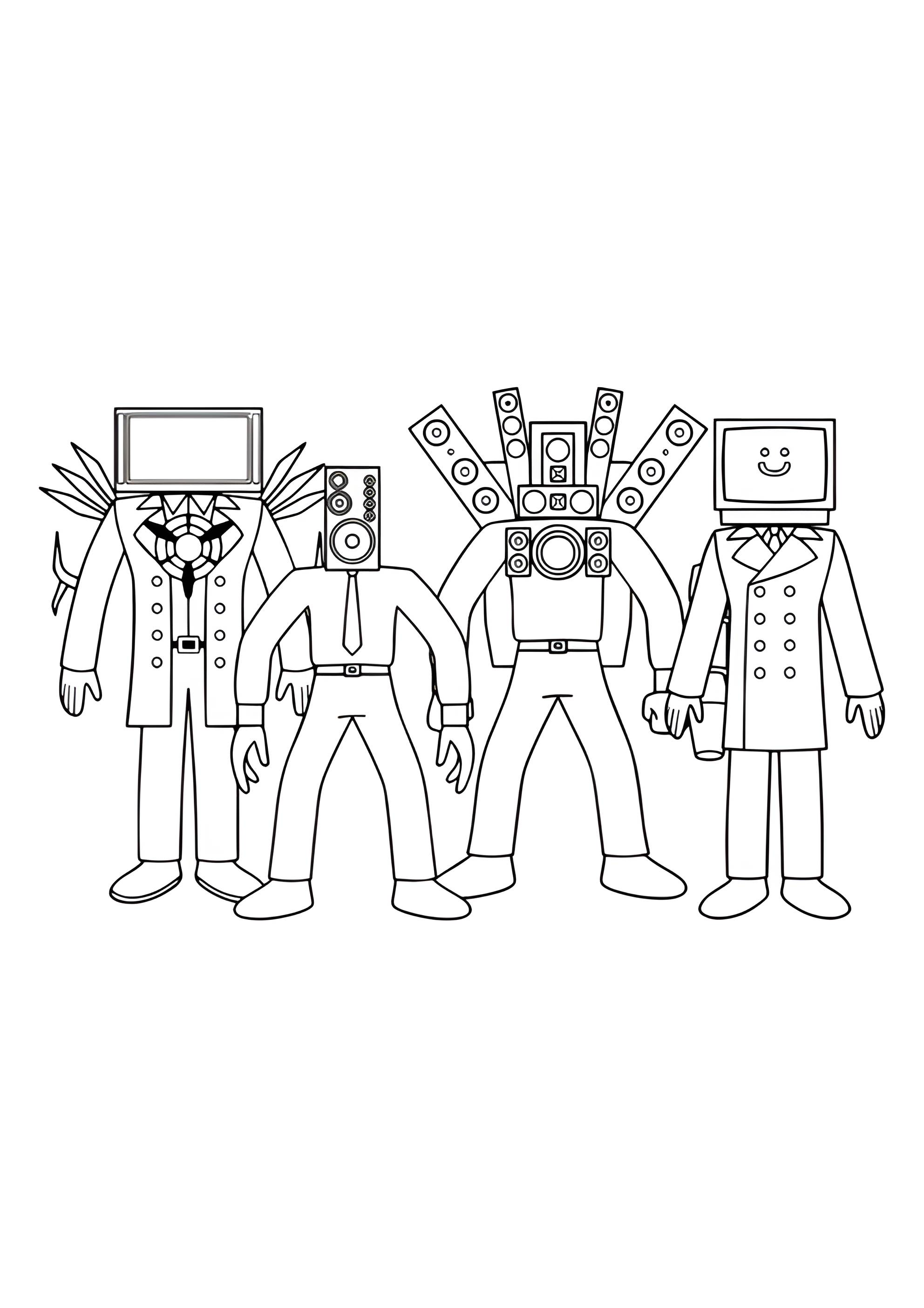 Раскраска Обычные и Титаны СпикерМены и ТВ Мены