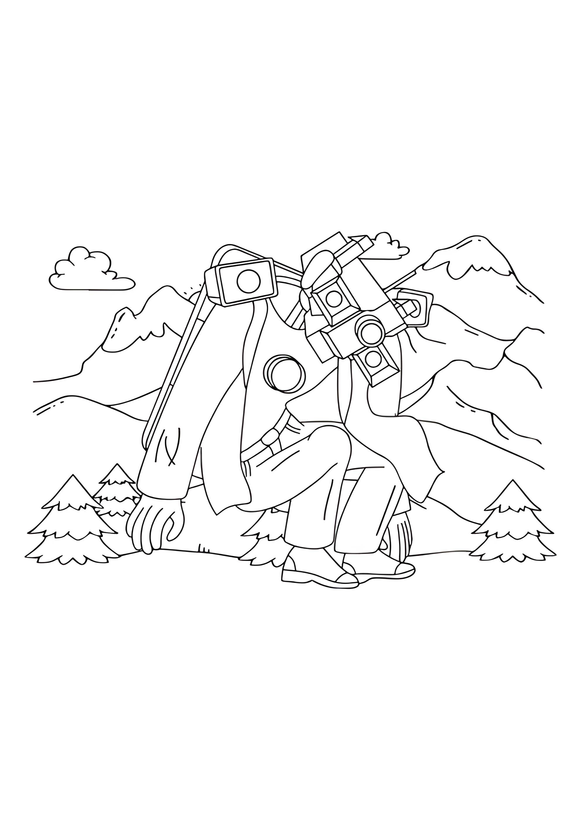 Раскраска Огромный Титан КамераМен