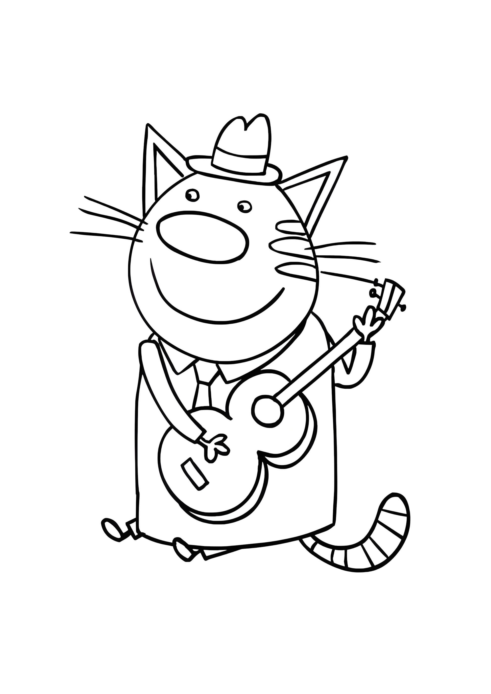 Раскраска Папа играет на гитаре