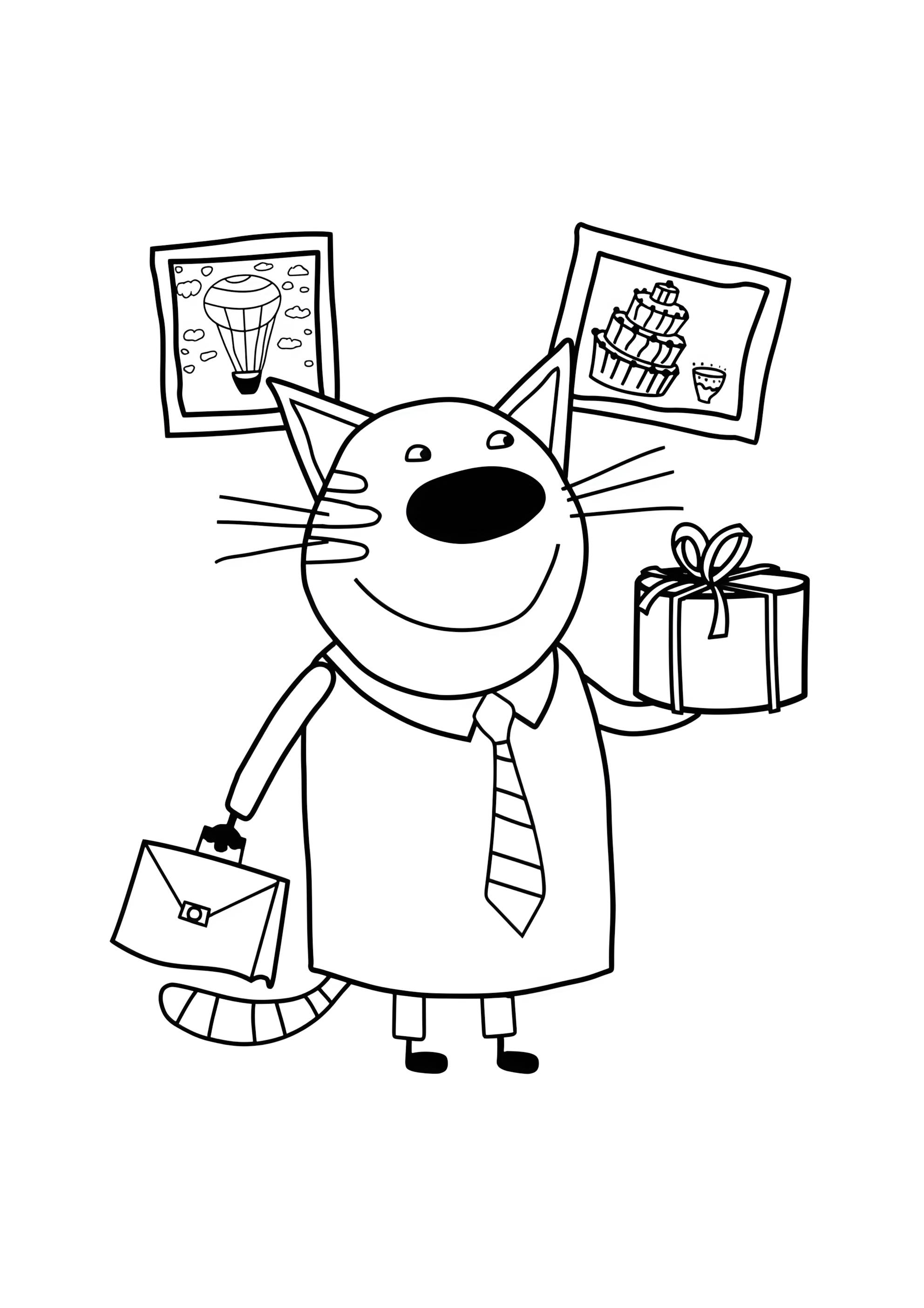 Раскраска Папа с тортом