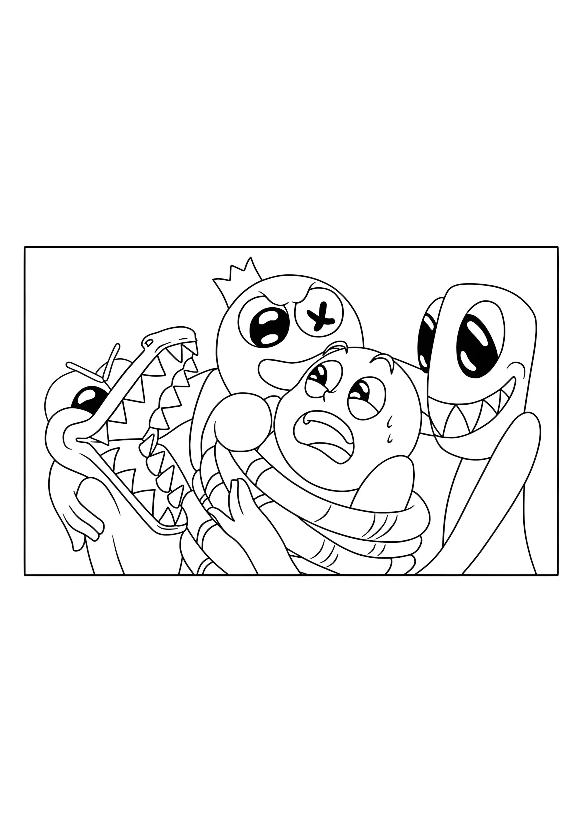 Раскраска Rainbow Friends все вместе