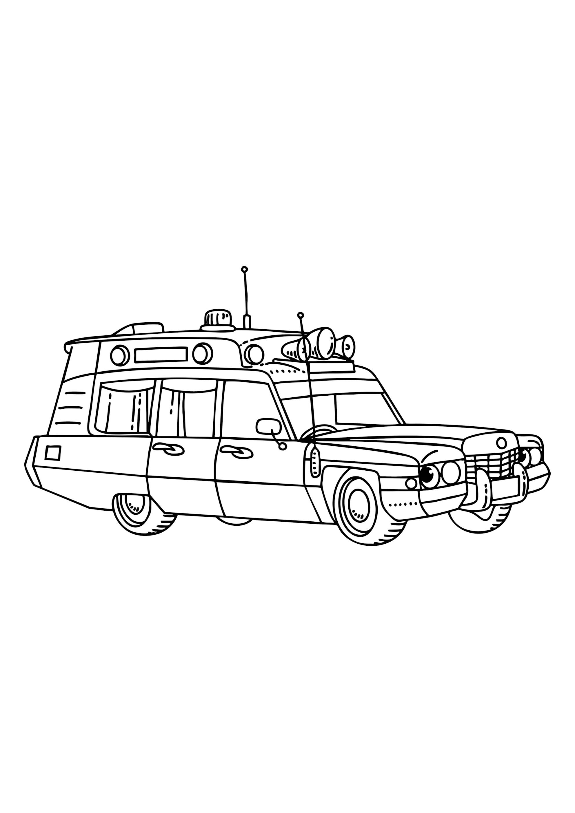 Раскраска Ретро машина скорой помощи