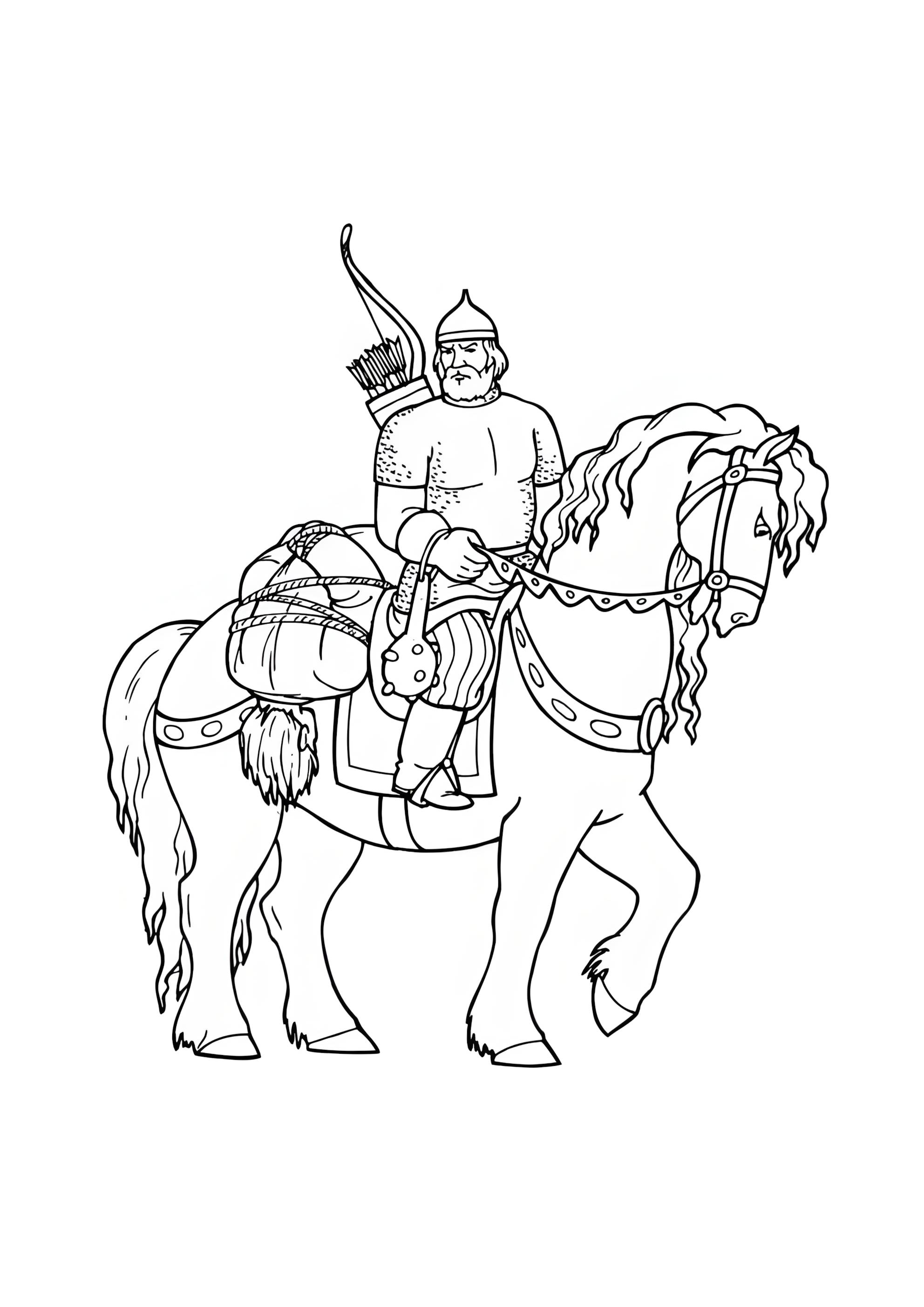 Раскраска Русский богатырь защитник