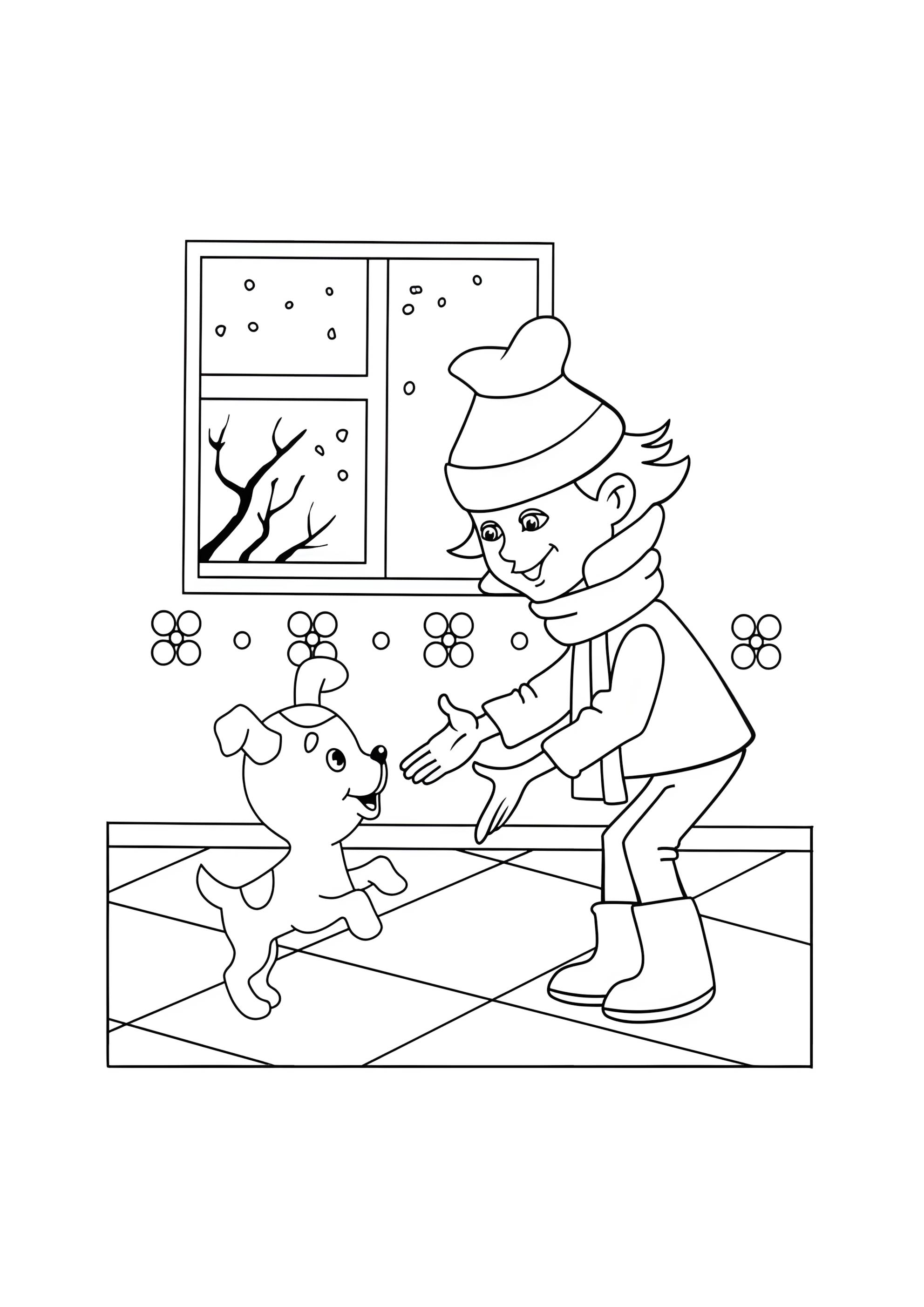 Раскраска Шарик с девочкой