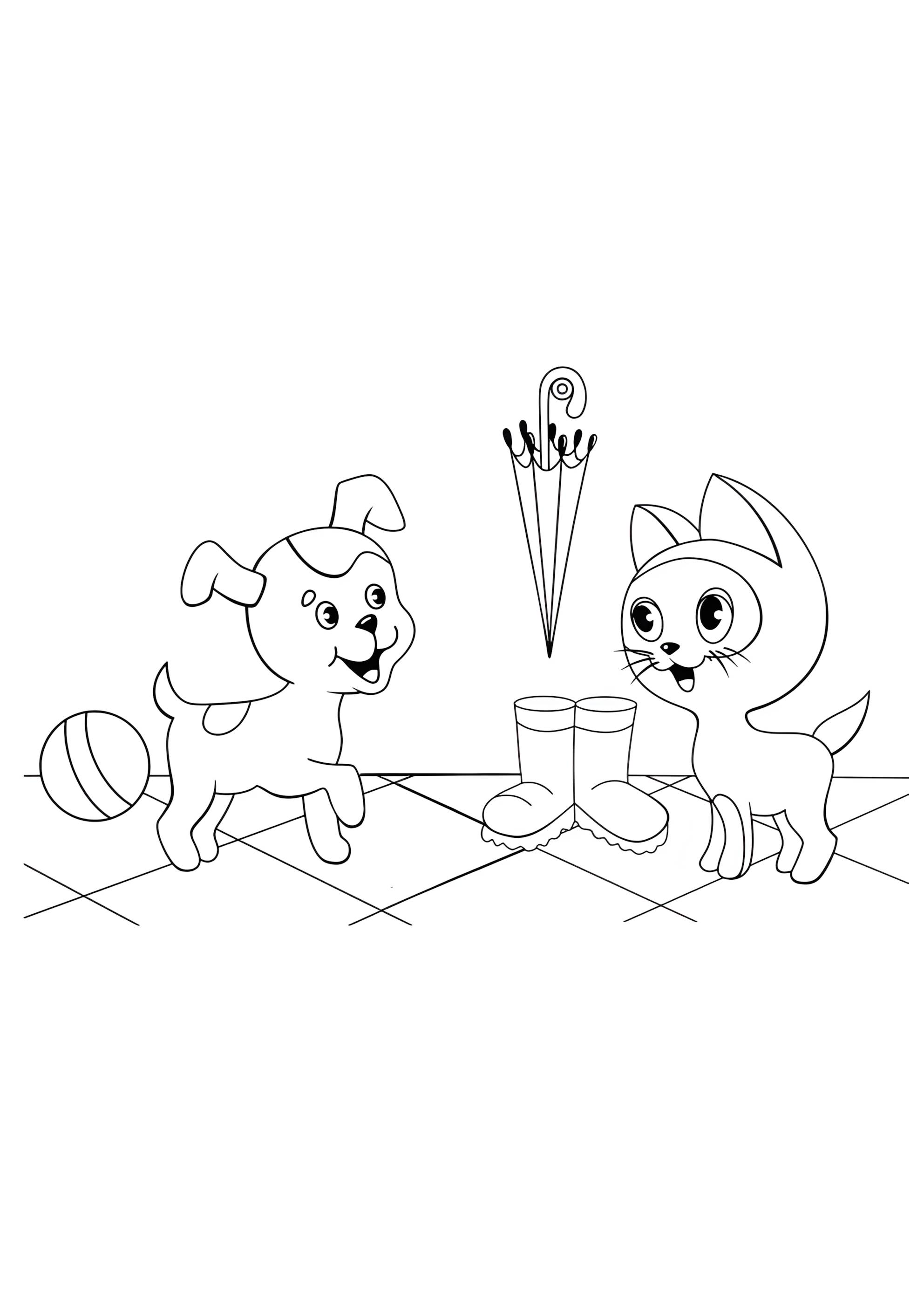 Раскраска Шарик Щенок и Гав котенок