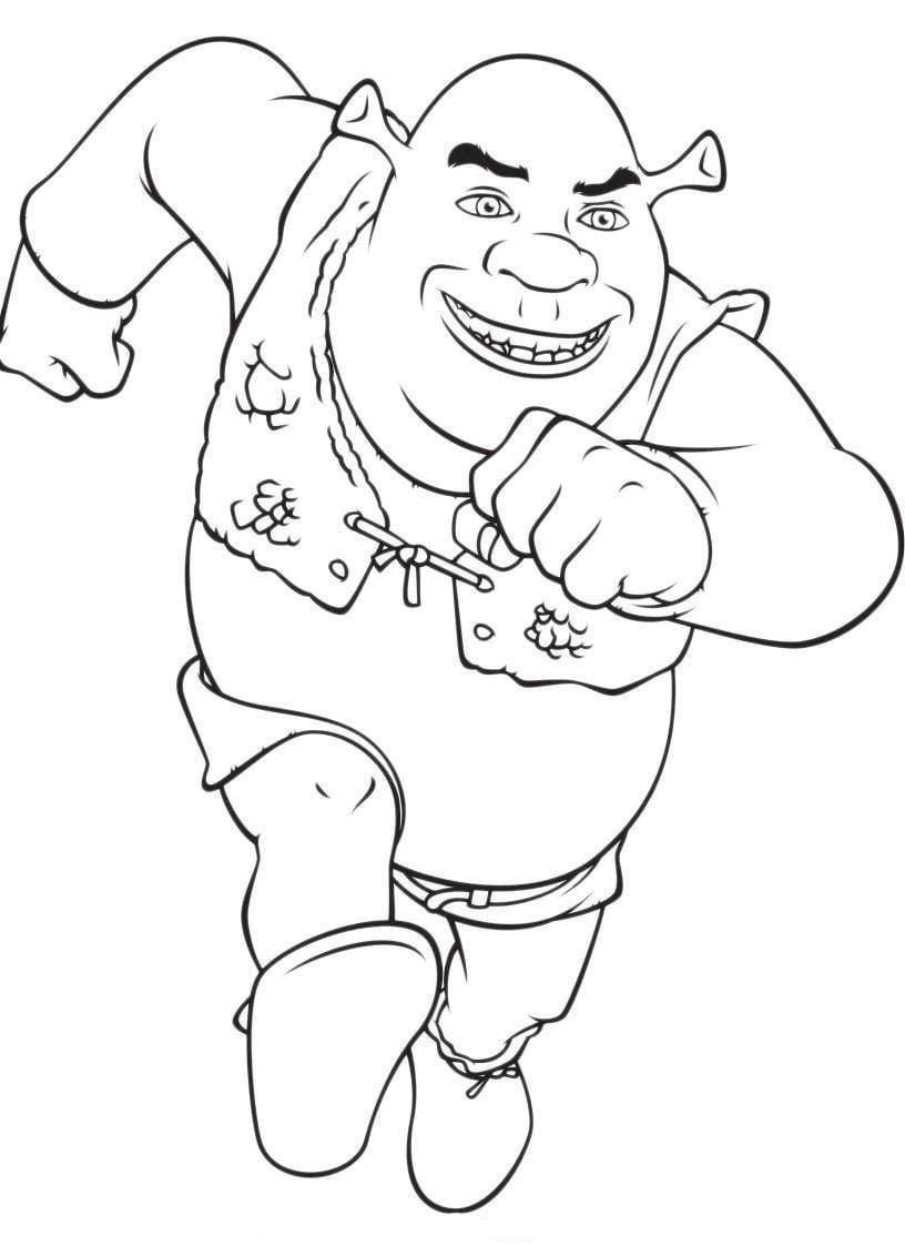 Раскраска Шрек бежит