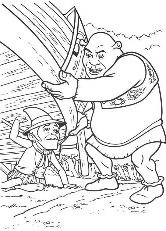 Раскраска Шрек помогает